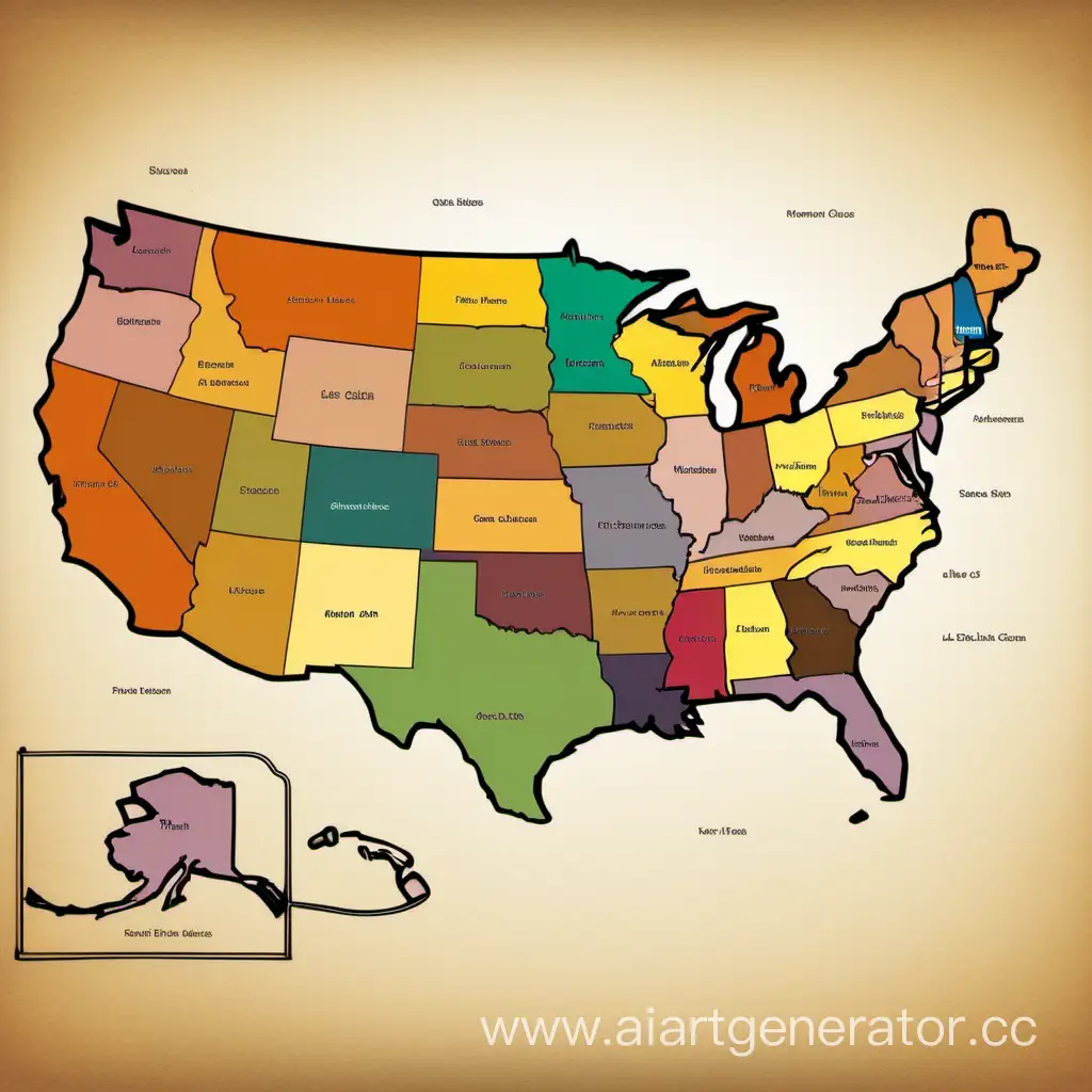 create a map of the usa with state outlines and real state names
