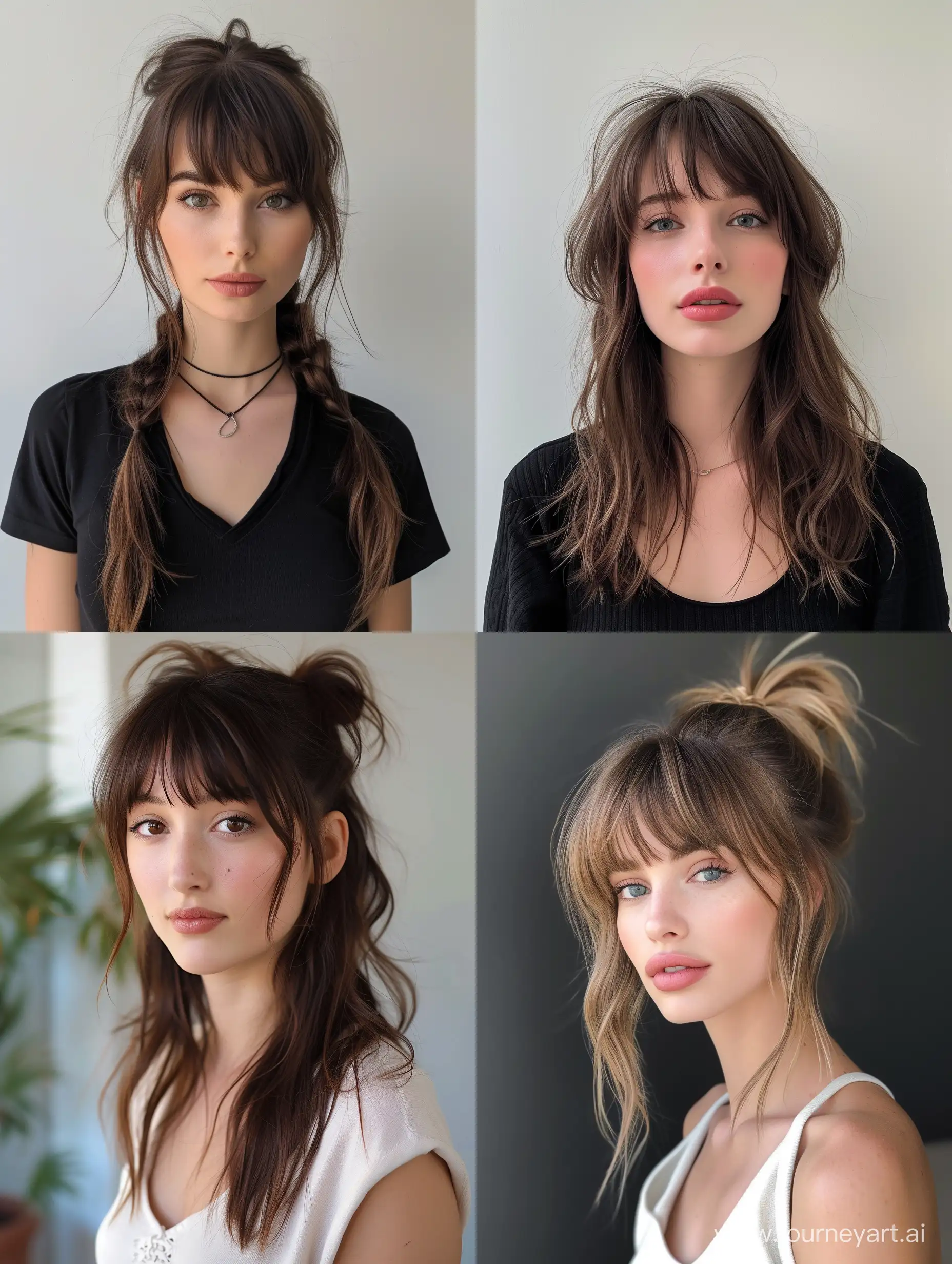 haircut ponytail with bangs for women 2024