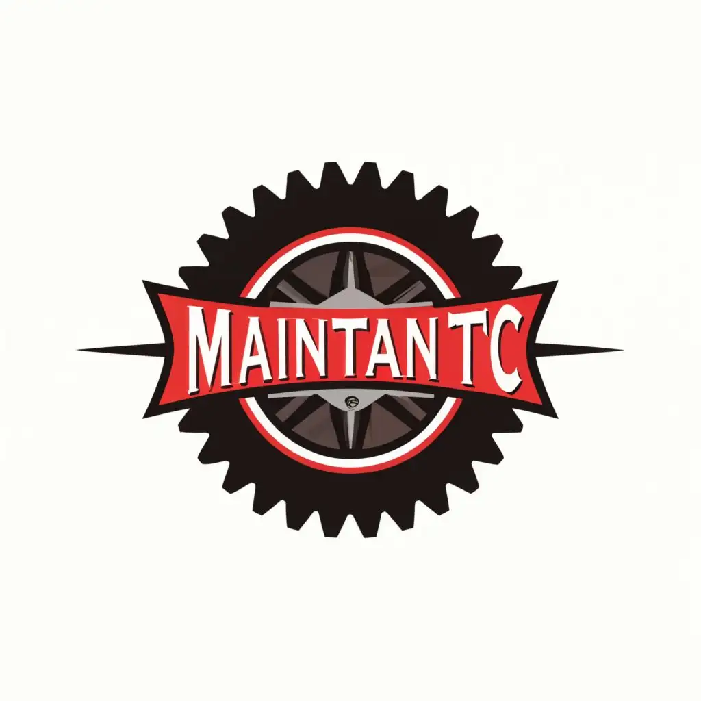 logo, Craft an Emblem logo for 'Maintaintc' featuring a stylized gear surrounded by the company name in a solid sans-serif font. The color combination of red and black should symbolize energy and reliability. The emblem should be versatile enough to be used on various branding materials against a white background. Do not show any realistic photo detail shading., with the text "MAINTAINTC", typography, be used in Internet industry