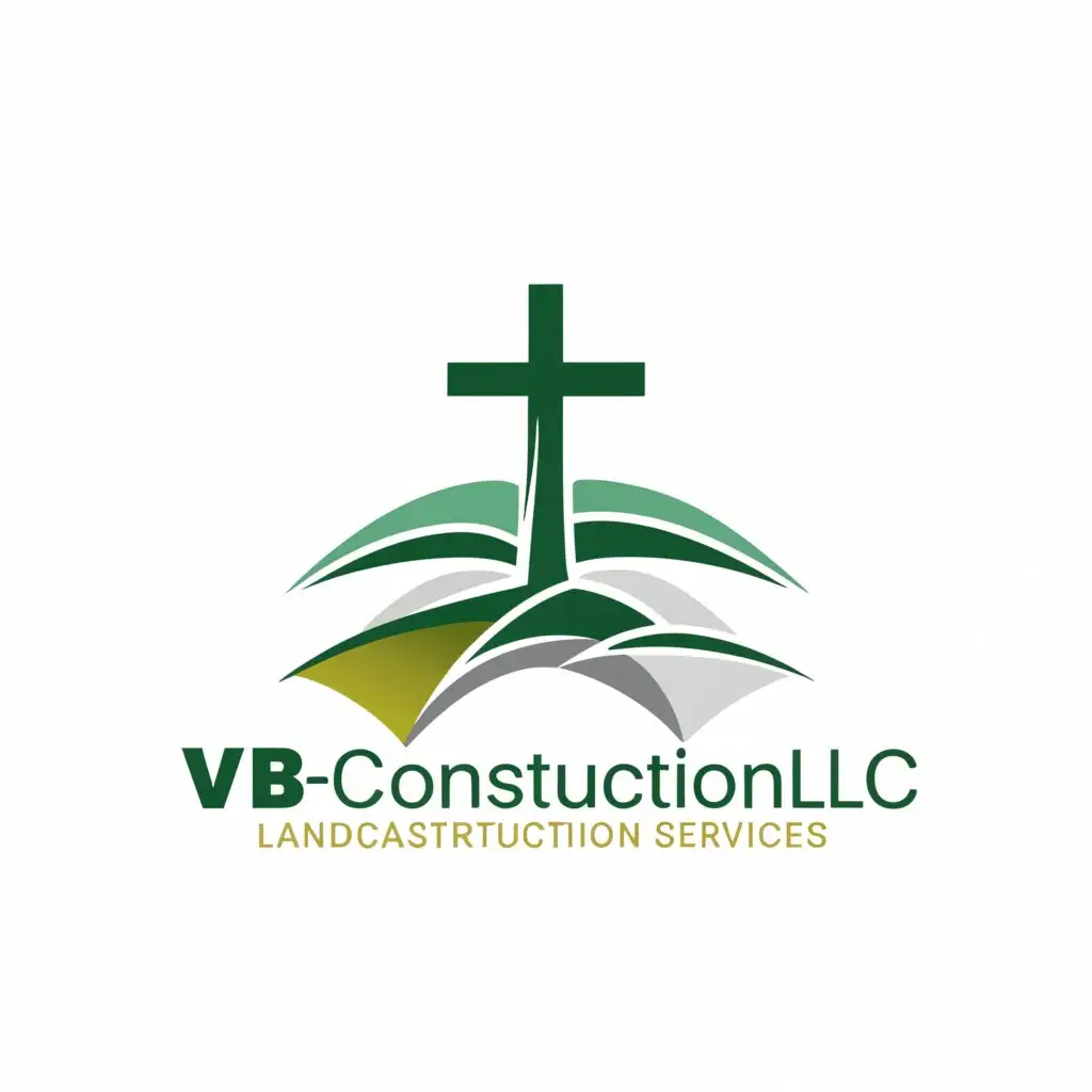 a logo design, with the text 'VB Construction LLC', main symbol: Religious Christian Landscaping, Moderate, to be used in the Construction industry, clear background with green and gold as colors