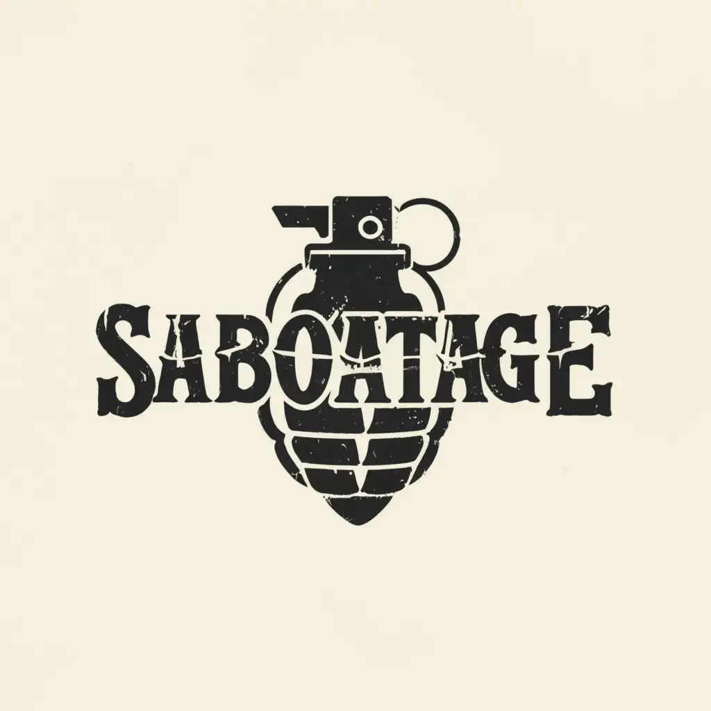a logo design,with the text "SABOTAGE", main symbol:tattoomachine with grenade,Moderate,clear background