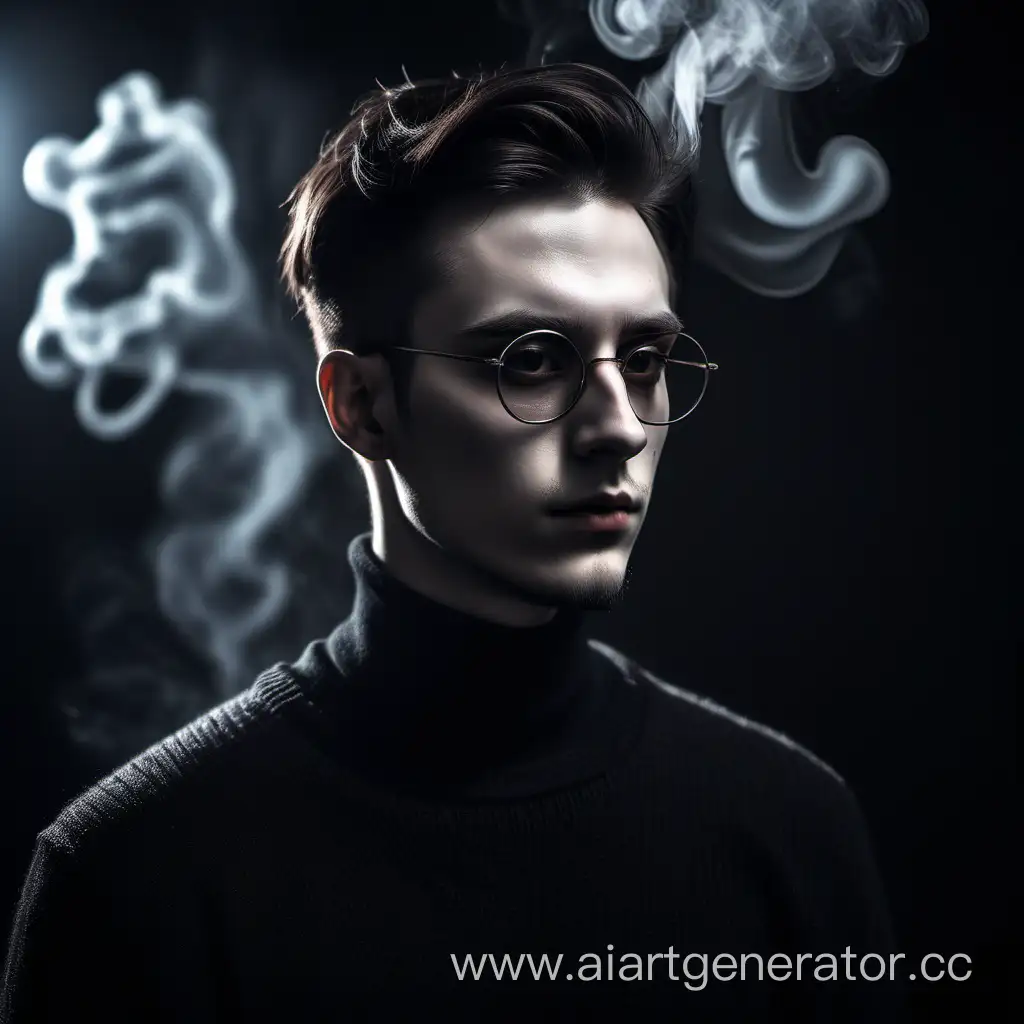 Gothic-Portrait-Mysterious-Young-Man-in-Dark-Attire-with-Smoky-Background