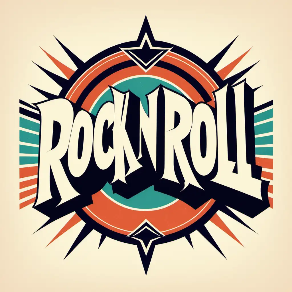 Retro 60s Style Rock n Roll Typography on White Background