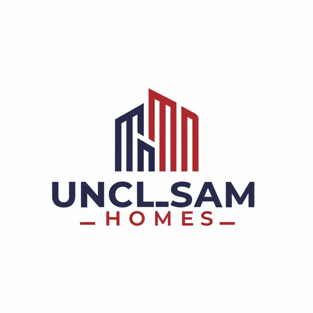 a logo design,with the text "UncleSam Homes", main symbol:Building,Moderate,be used in Real Estate industry,clear background