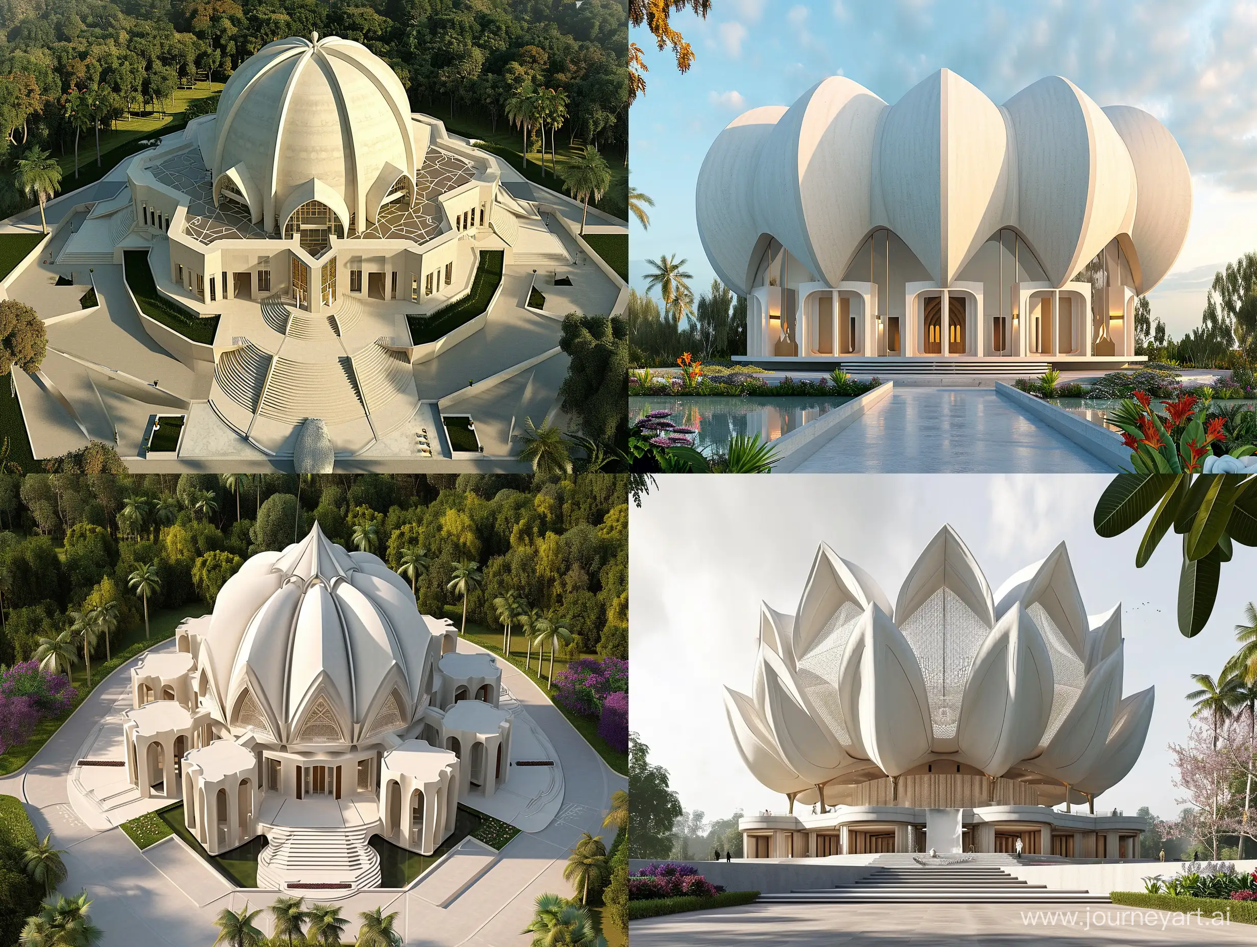 Symmetrical-Bahai-Temple-with-9-Entrances-Brazilian-Culture-Inspired