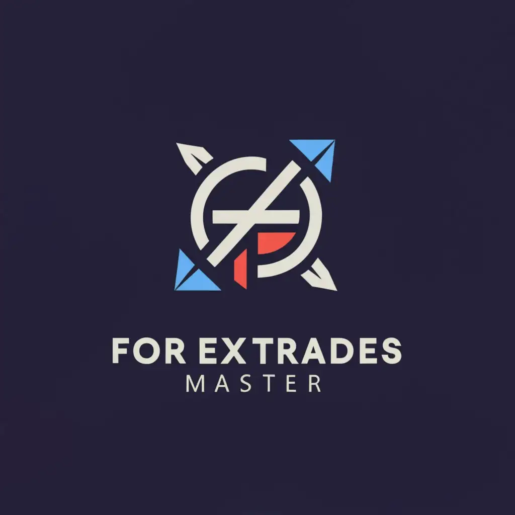 a logo design,with the text 'Forex Trades Master', main symbol:Forex trade,Moderate, be used in Finance industry, clear light coloured background, logo and text colours in blue and dark red