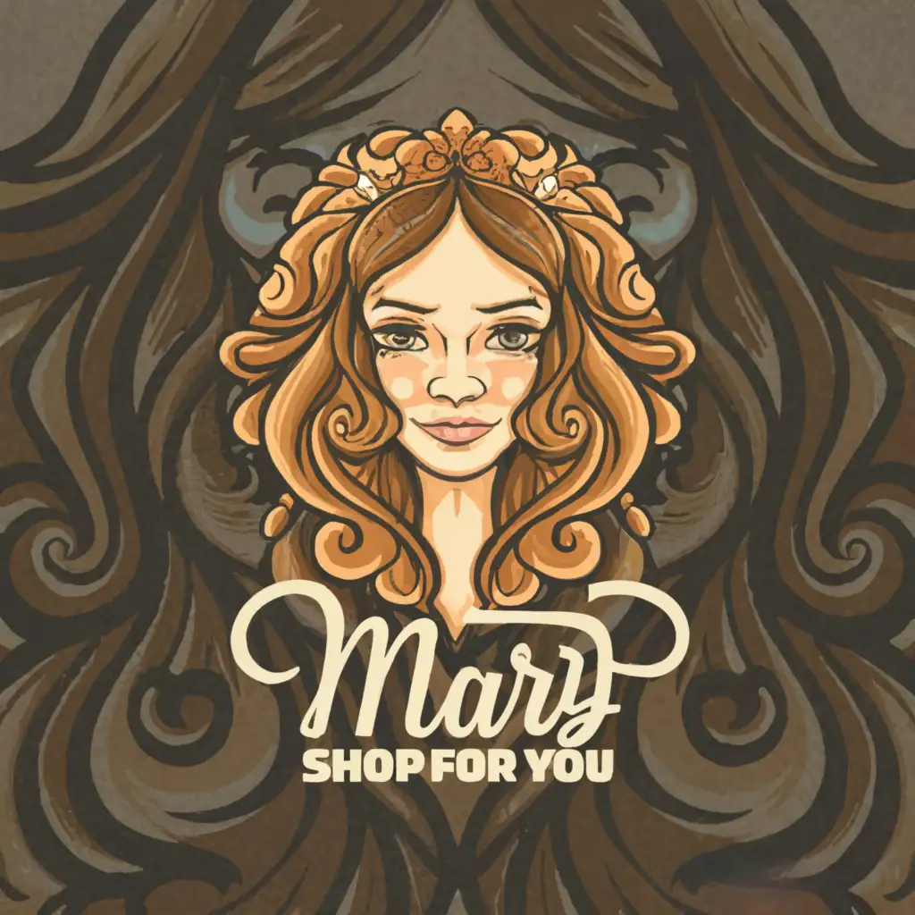 a logo design, with the text 'Mary shop for you', main symbol: a dark haired girl/face, complex, clear background MAKE MUCH MORE PROFESSIONAL AND EYE CATCHING