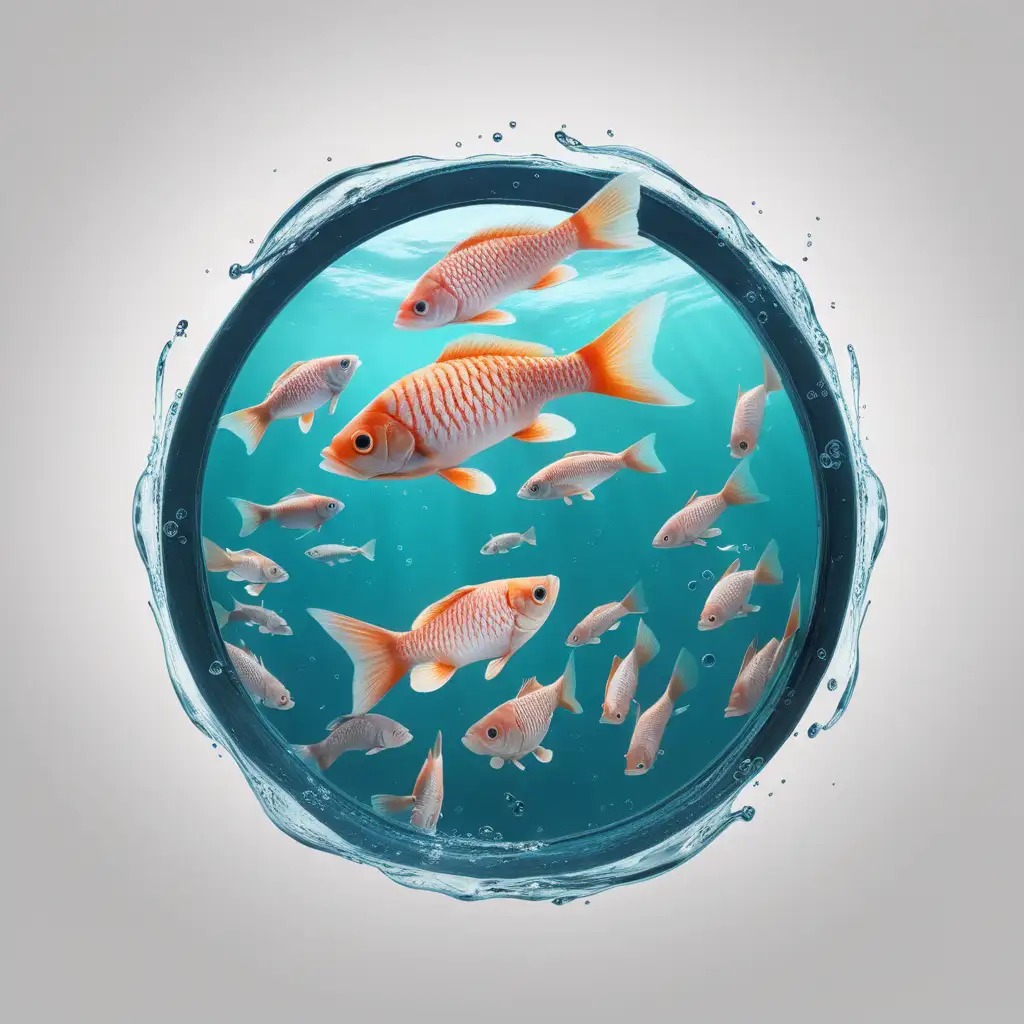 Colorful Fish Emerging from a Circular Portal