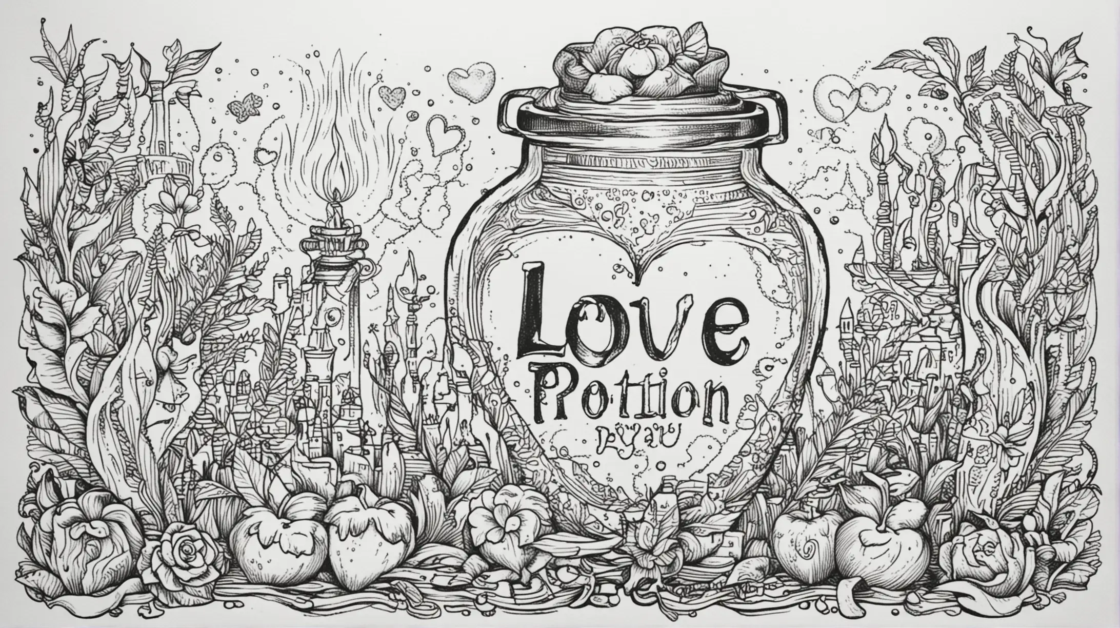 Magical Love Potion Jar Coloring Page in White