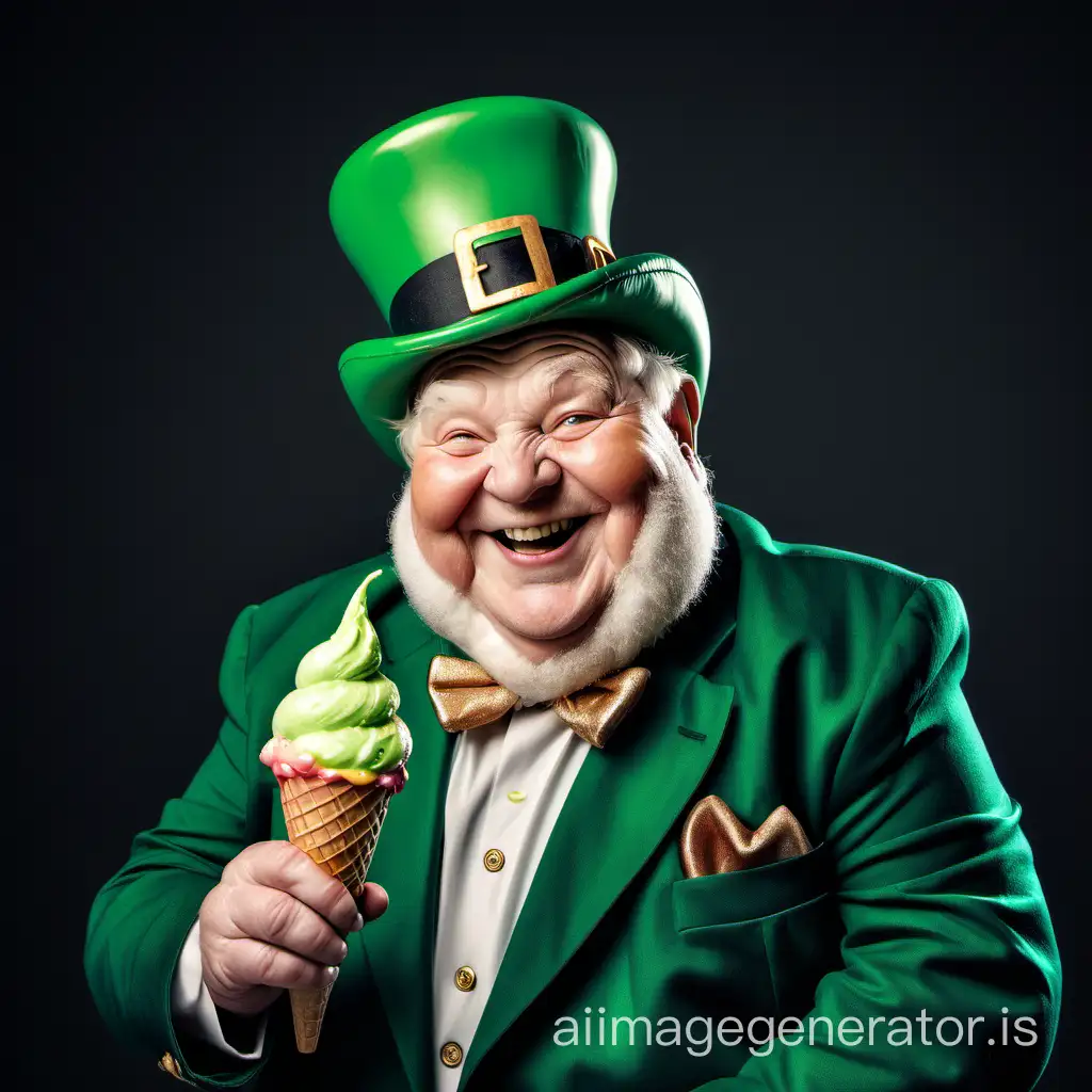 Cheerful-Elderly-Leprechaun-Enjoying-Ice-Cream