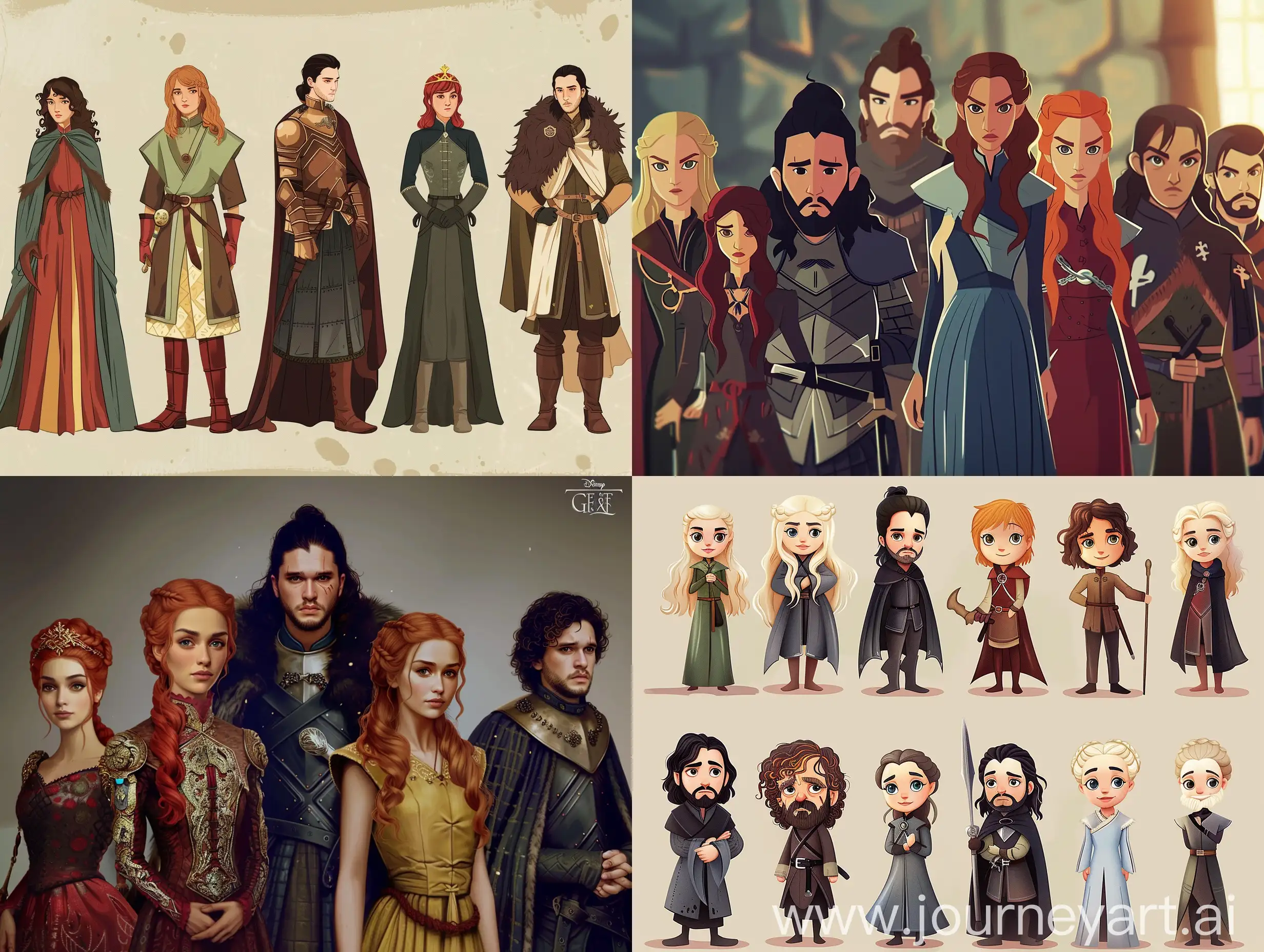  Game Of Thrones characters in the style of Disney Renaissance. 