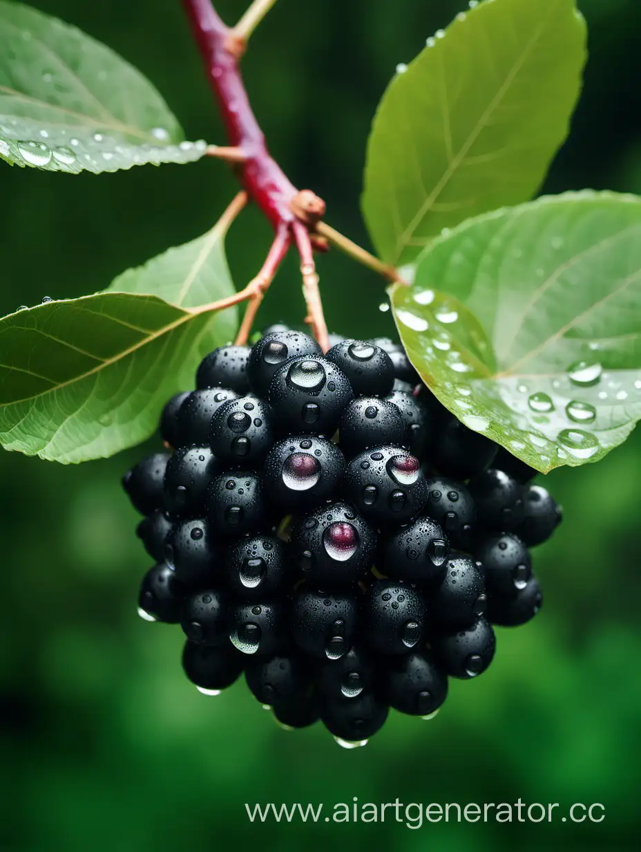 Aronia-Fruit-with-Big-Flower-and-Water-Drops