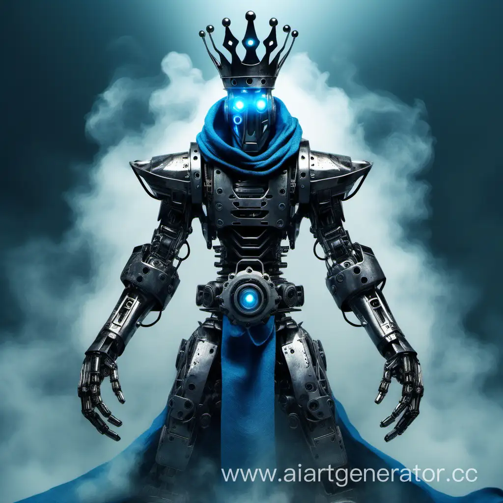 Levitating-Steel-Robot-with-Blue-Fire-Scarf-and-Crowned-Mask