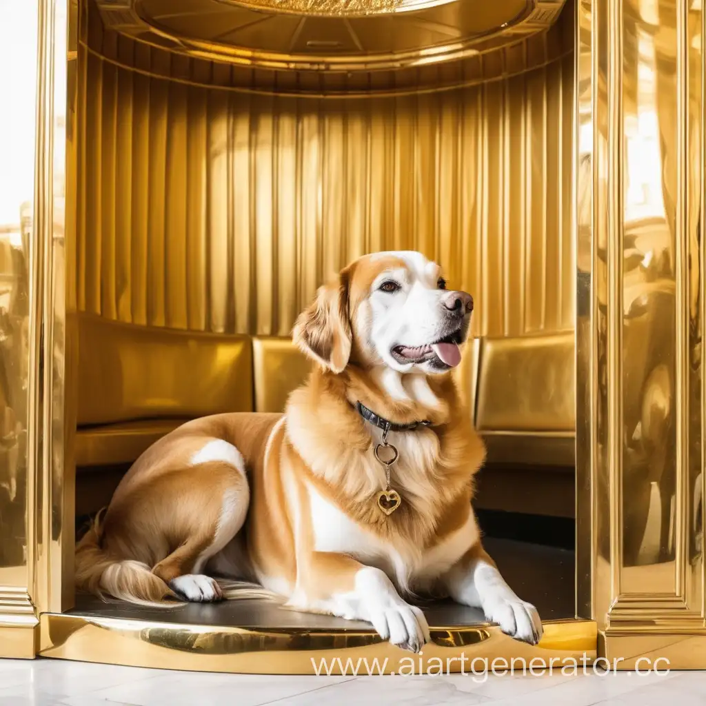 Красивая Собака в золотой будке