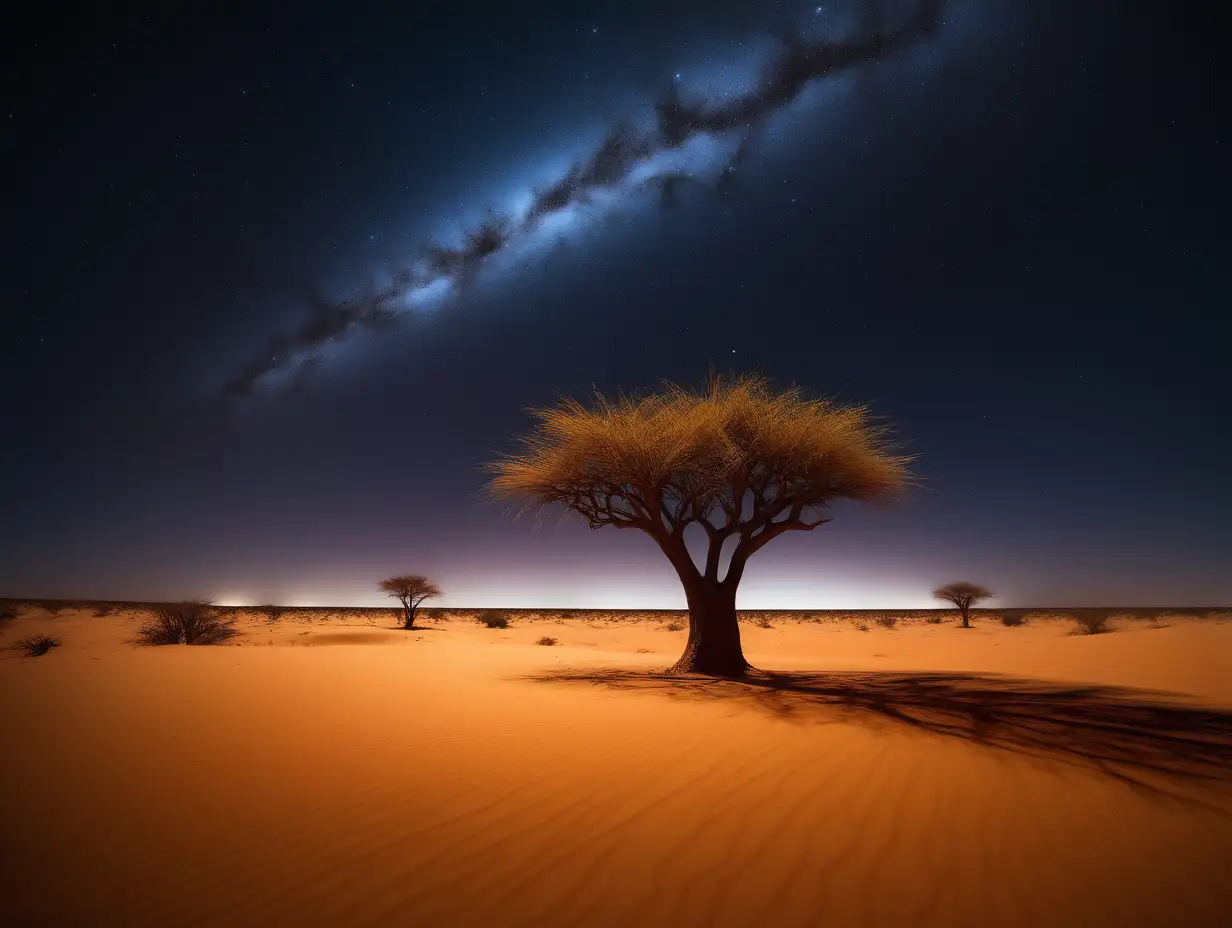 Starry Night in the Kalahari Desert Long Exposure Glitch Light Photography
