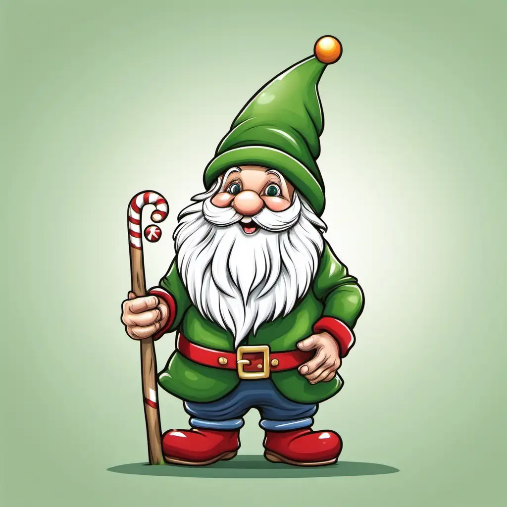 Cheerful Cartoon Christmas Tree Gnome Celebrating Festive Joy