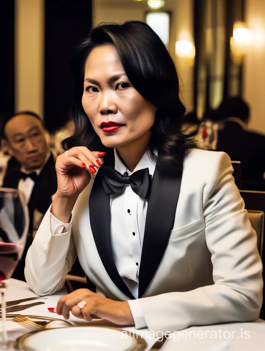 Sophisticated-Vietnamese-Woman-in-Formal-Attire-at-Dinner-Table