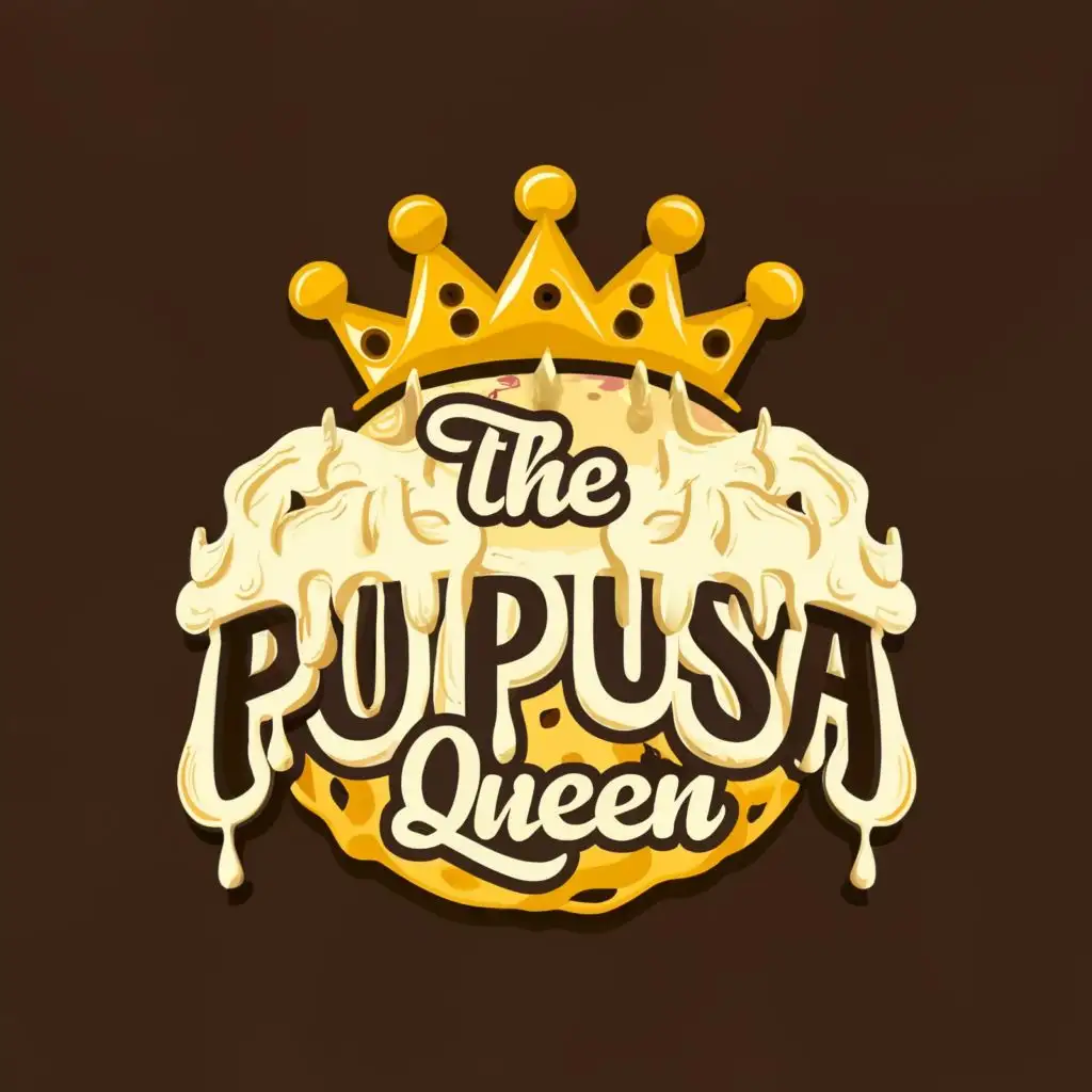 logo, tortilla cheesy melted a lot of cheese crown logo, with the text "The Pupusa Queen", typography, be used in Restaurant industry