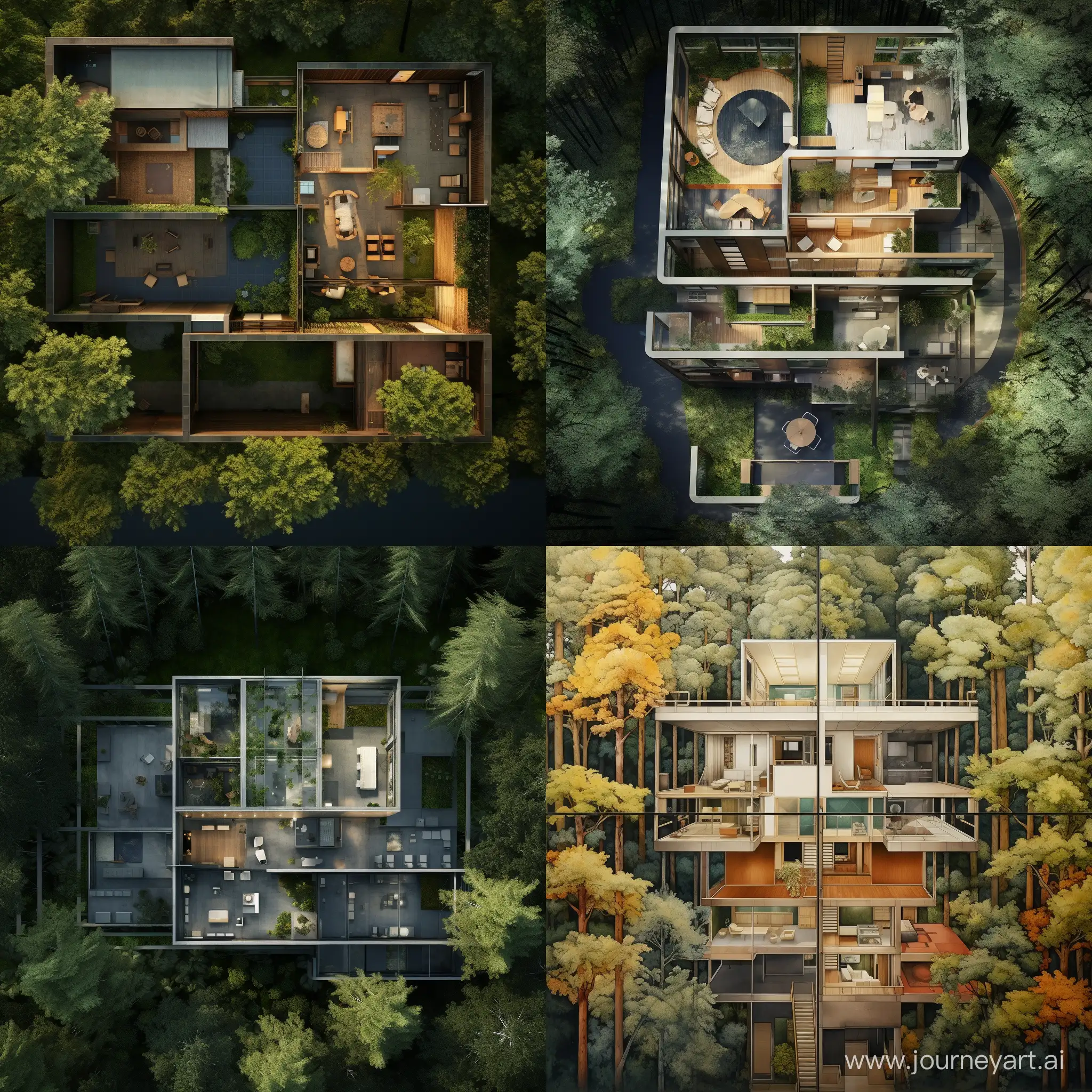 TwoFloor-Forest-House-Aerial-View