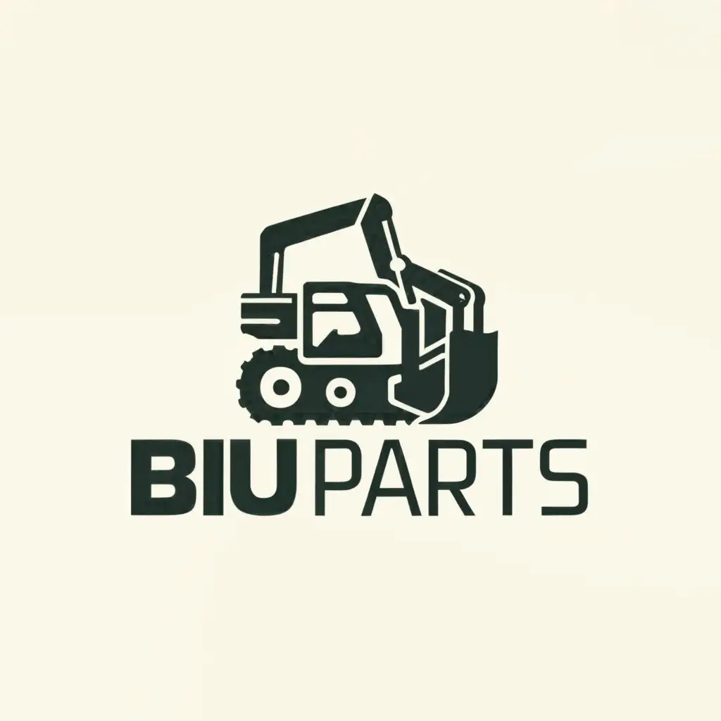 a logo design,with the text "BIU Parts", main symbol:Construction Machinery,complex,be used in Automotive industry,clear background