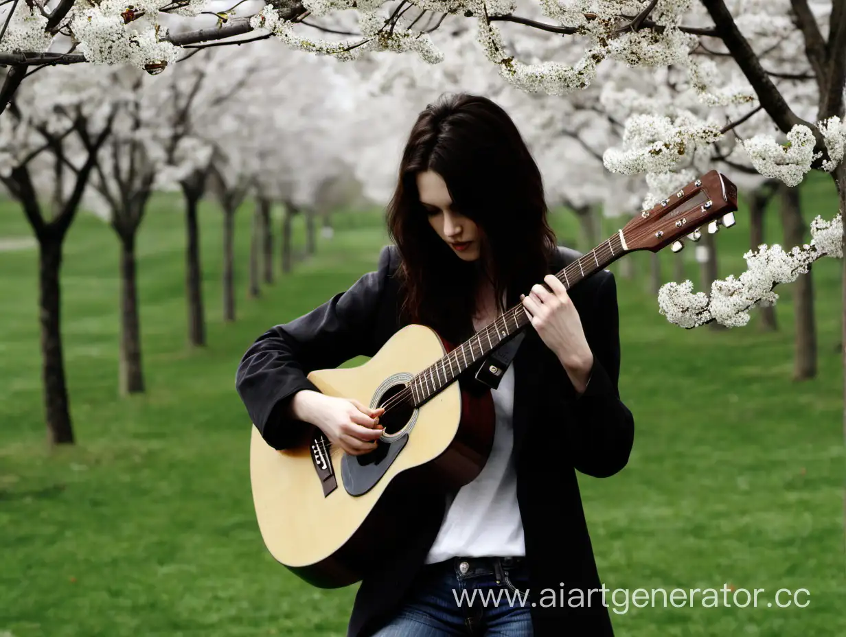 Romantic-Poet-Serenading-His-Muse-with-Guitar-Songs-in-a-Blossoming-Spring-Garden