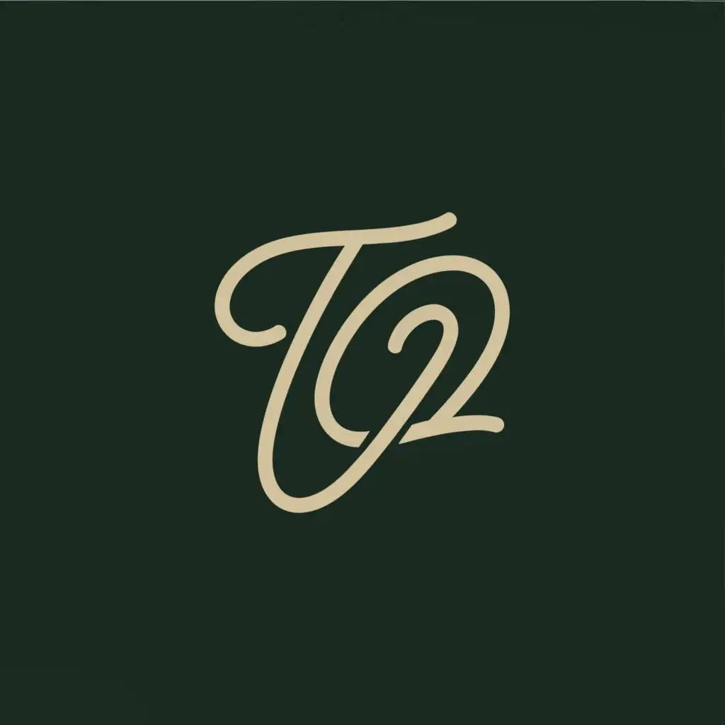 a logo design,with the text "T2


", main symbol:The logo features a dark bottle green background. At the top, the text "T2" is written in an elegant typography in a cream tone. The letters stand out clearly against the dark background, creating a striking and modern yet futuristic contrast, making the letters link to each other,Moderate,clear background