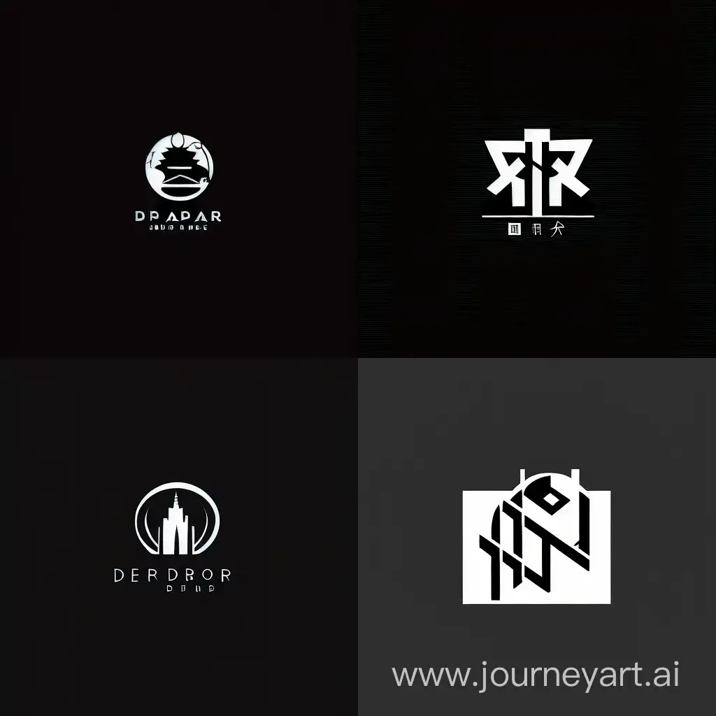 minimalistic logo for a company that wants to remove sadness and melancholy from cities and promotes creativity name of the company is "DAR". black and white