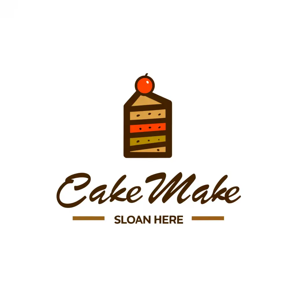 a logo design,with the text 'cake make', main symbol:formal cake,complex,be used in Restaurant industry,black background