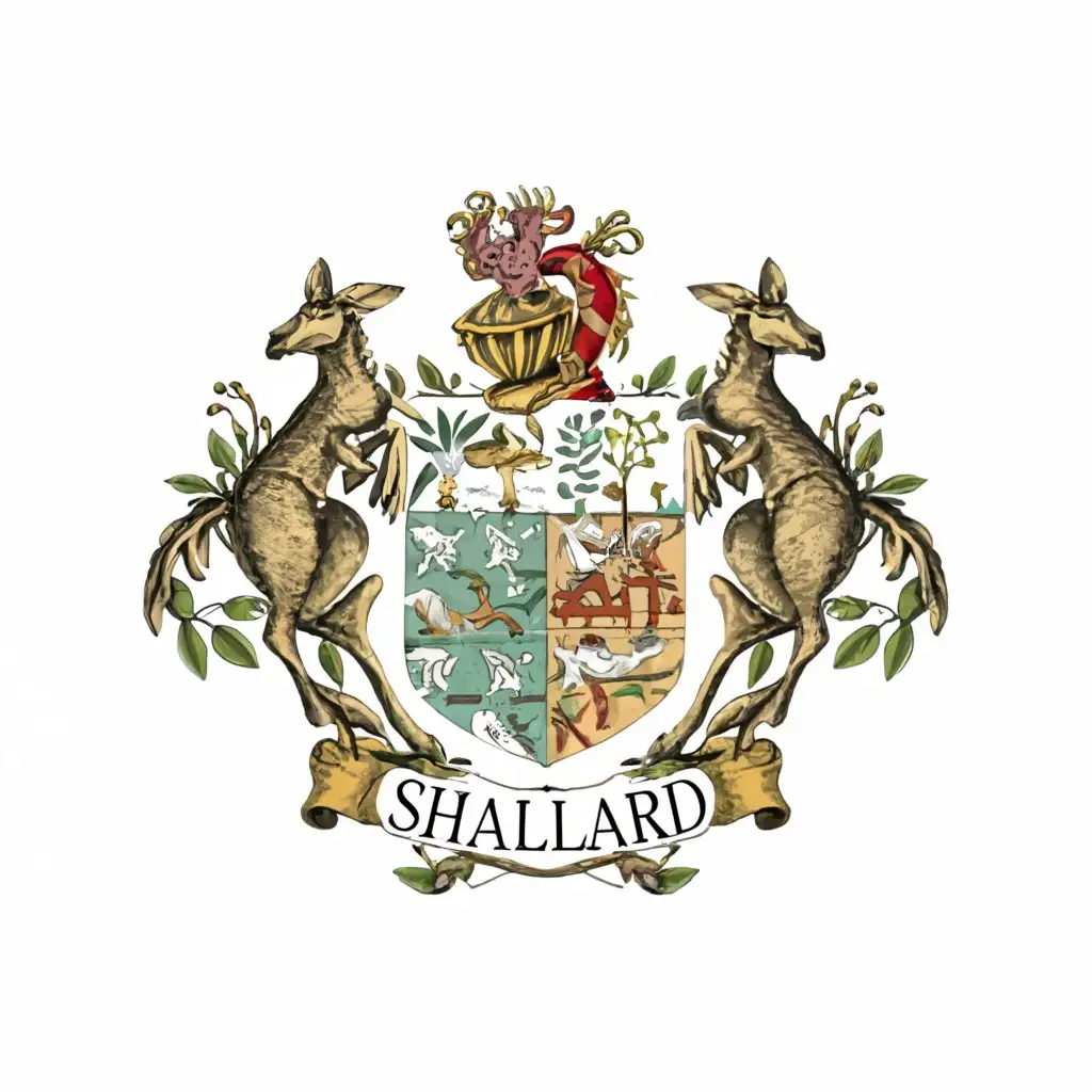 a logo design,with the text 'Shallard', main symbol:A family crest for my personal stationary, it can have Australian theme with a white background,complex,be used in Home Family industry,clear background