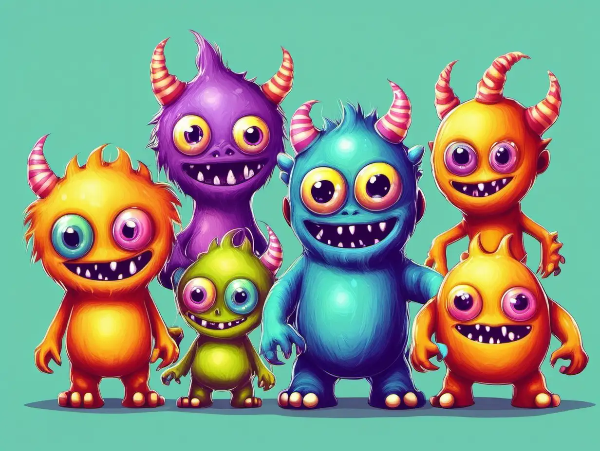 Adorable Funny Monster Babies Playing Together