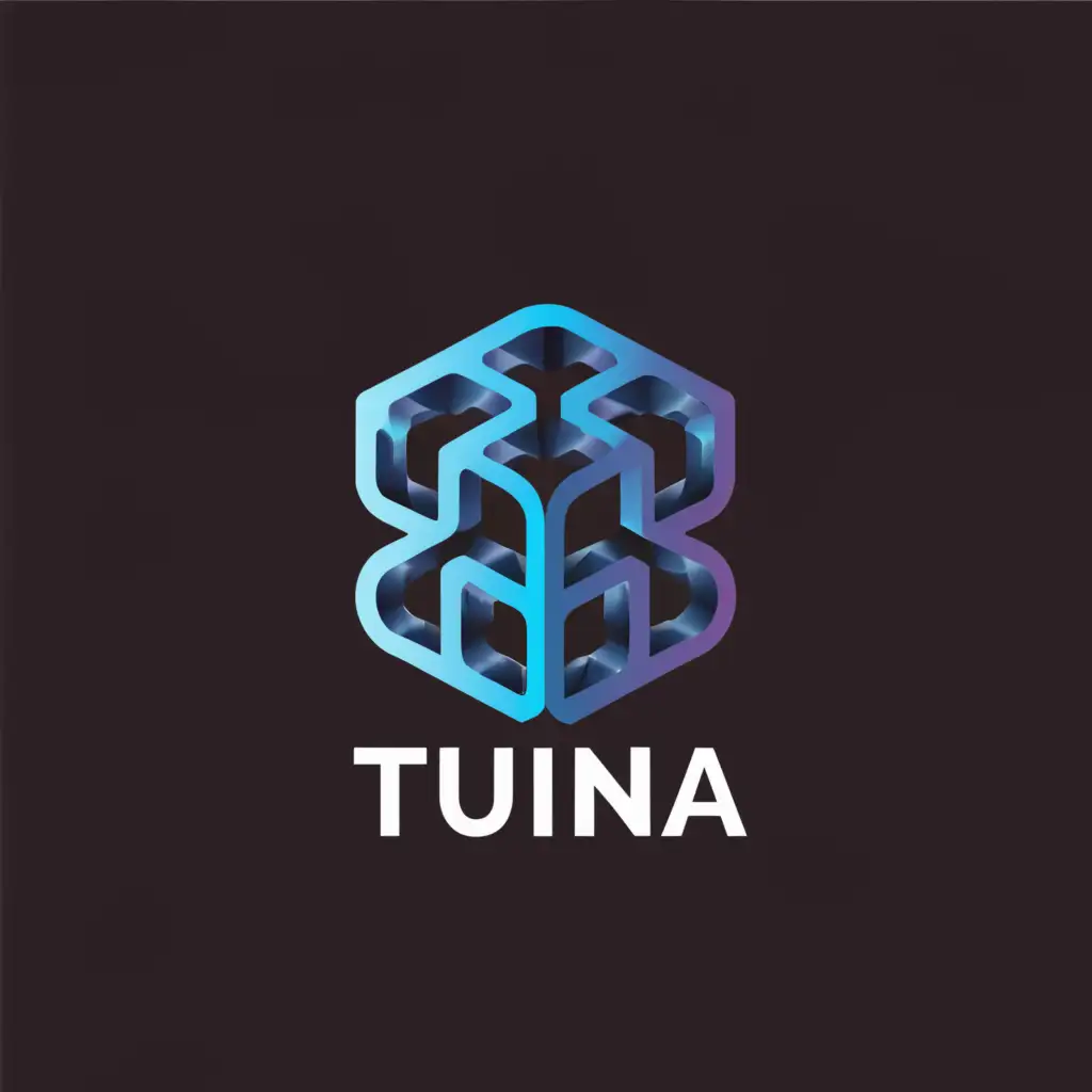 a logo design,with the text "TUNA", main symbol:izometric, 2d design, gear,sharp text,Minimalistic,clear background
