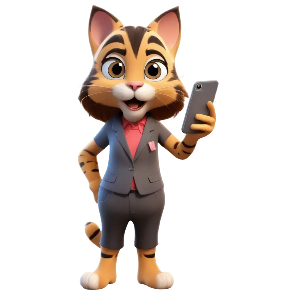 Funny kat in 3D takes a selfie


