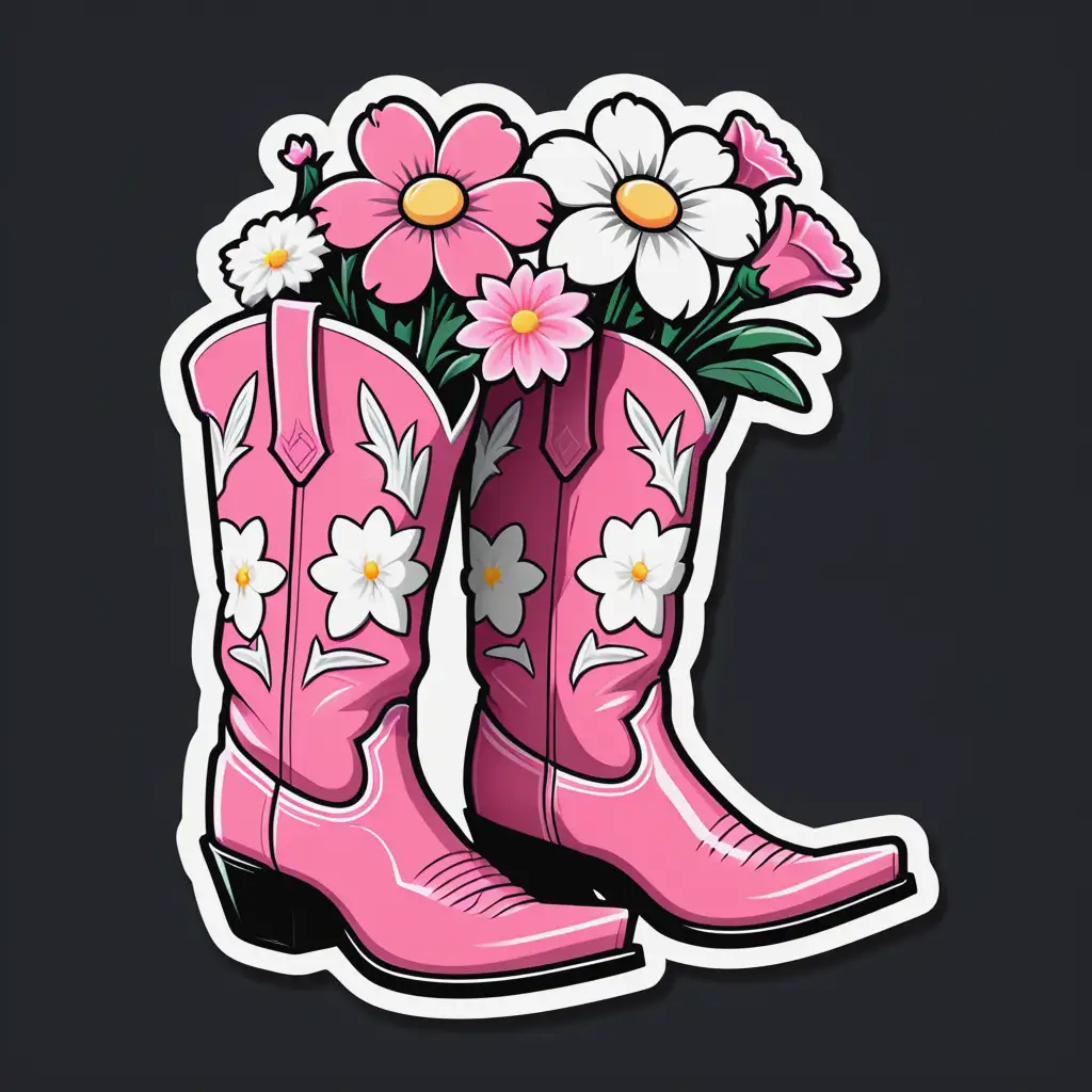 Cowboy Boots with Floral Accents in Cowboy Bebop Style