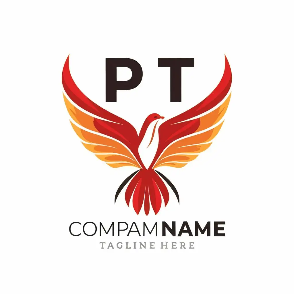 logo, phoenix, with the text "PT", typography, be used in Retail industry