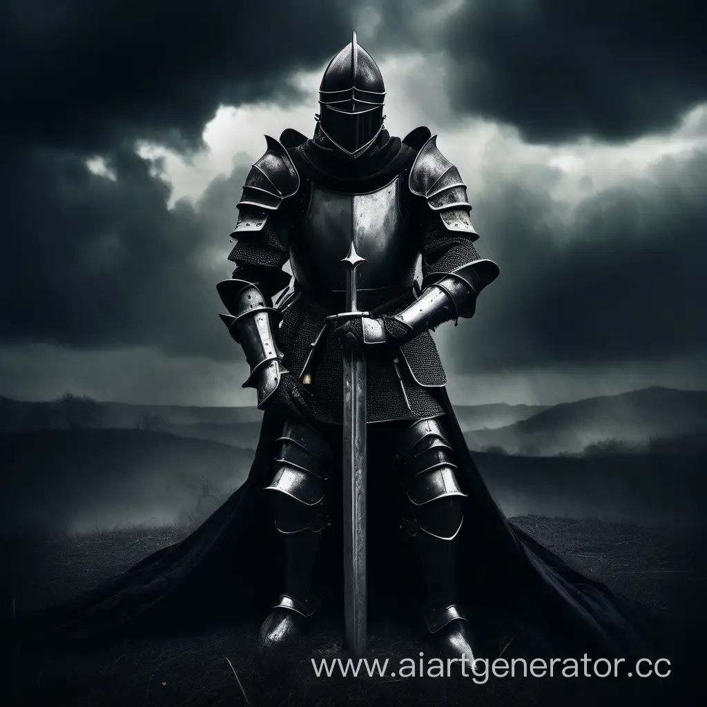 Knight-in-Black-Armor-Kneeling-in-Dim-Stormy-Clearing