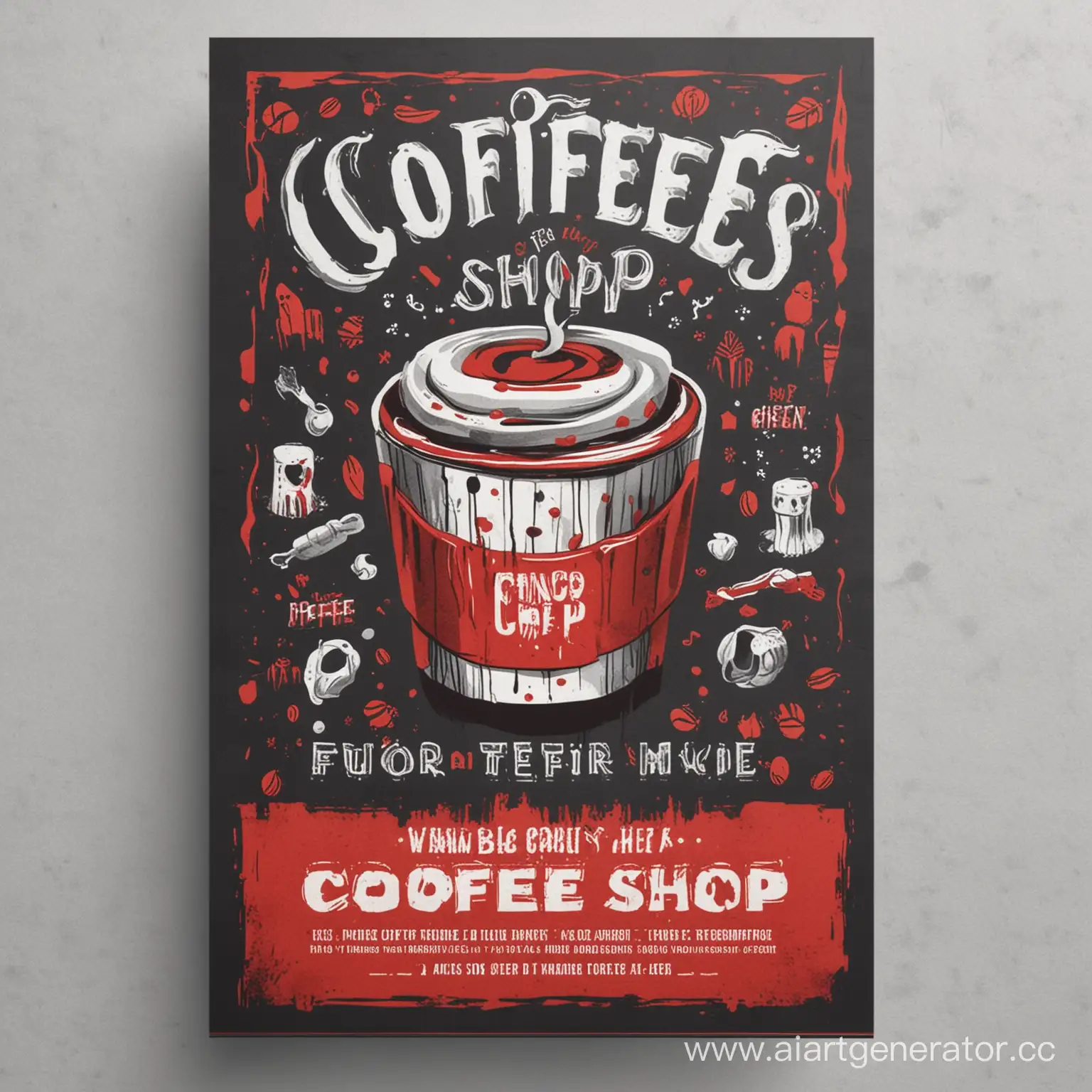 Spooky-Gray-and-Red-Coffee-Shop-Flyer