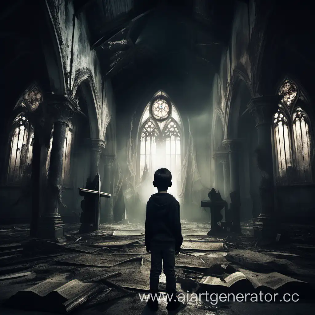 Young-Boy-Praying-in-Eerie-Dark-Church-with-Tears