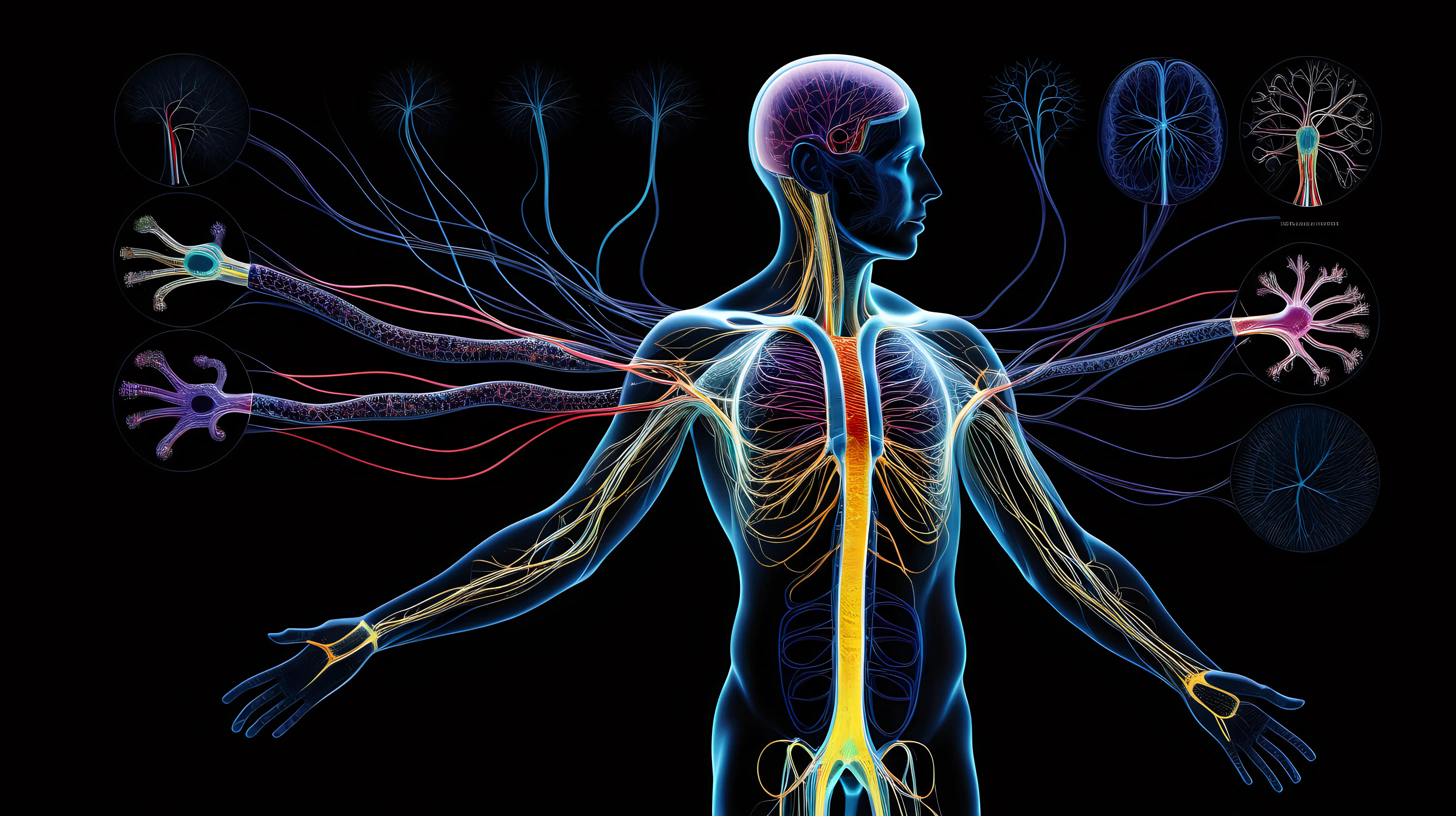 Transparent Human Body Revealing Intricate Nerve Pathways