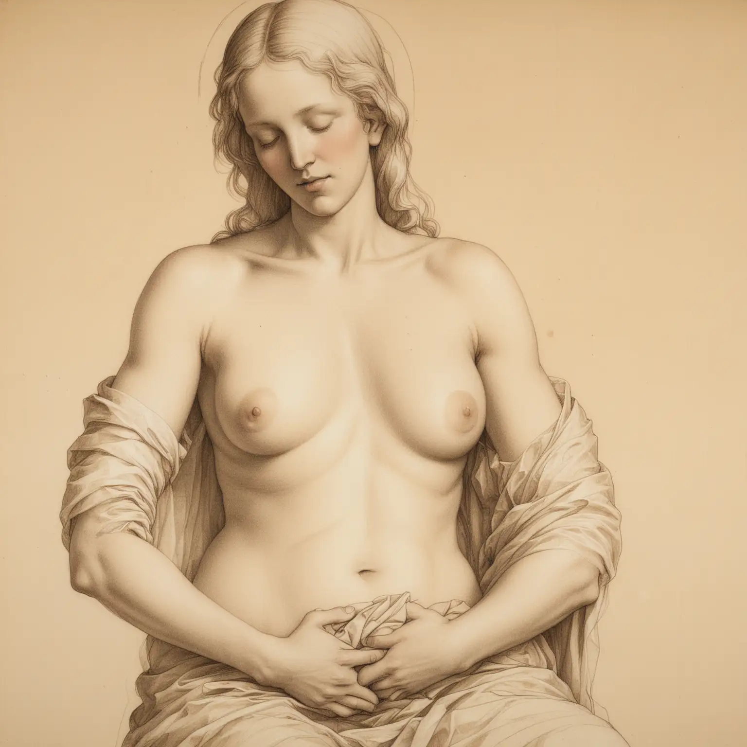 Saint Mary Breastfeeding Jesus in a Leonardo Da Vinci Inspired Apocryphal Sketch