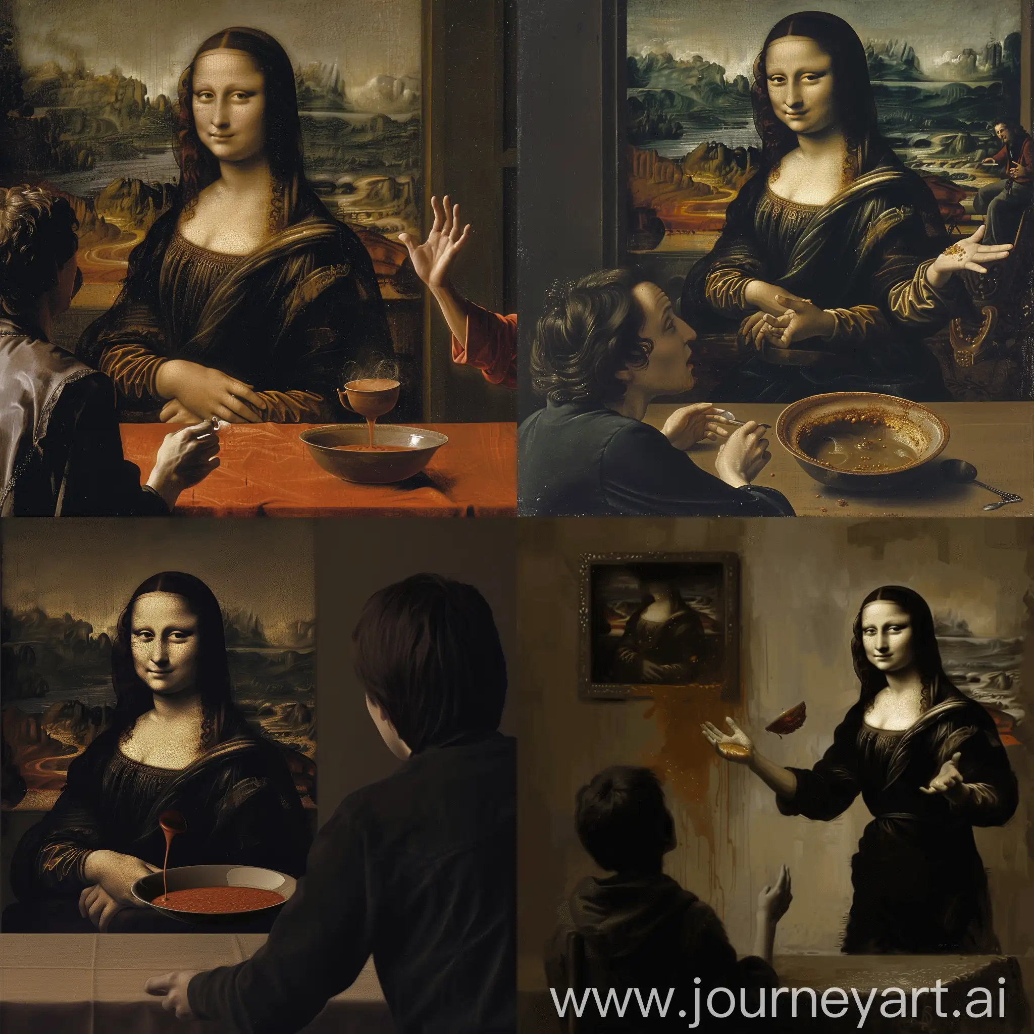 Mona-Lisa-Playfully-Expresses-with-Soup-Splash