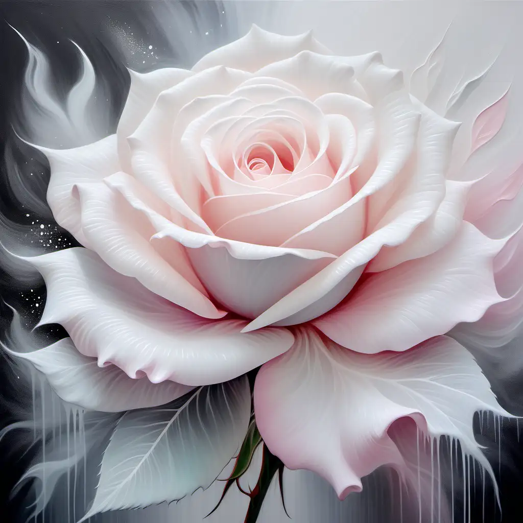 Arty painting ethereal spirit rose white pastel and white colours soft and flowy
