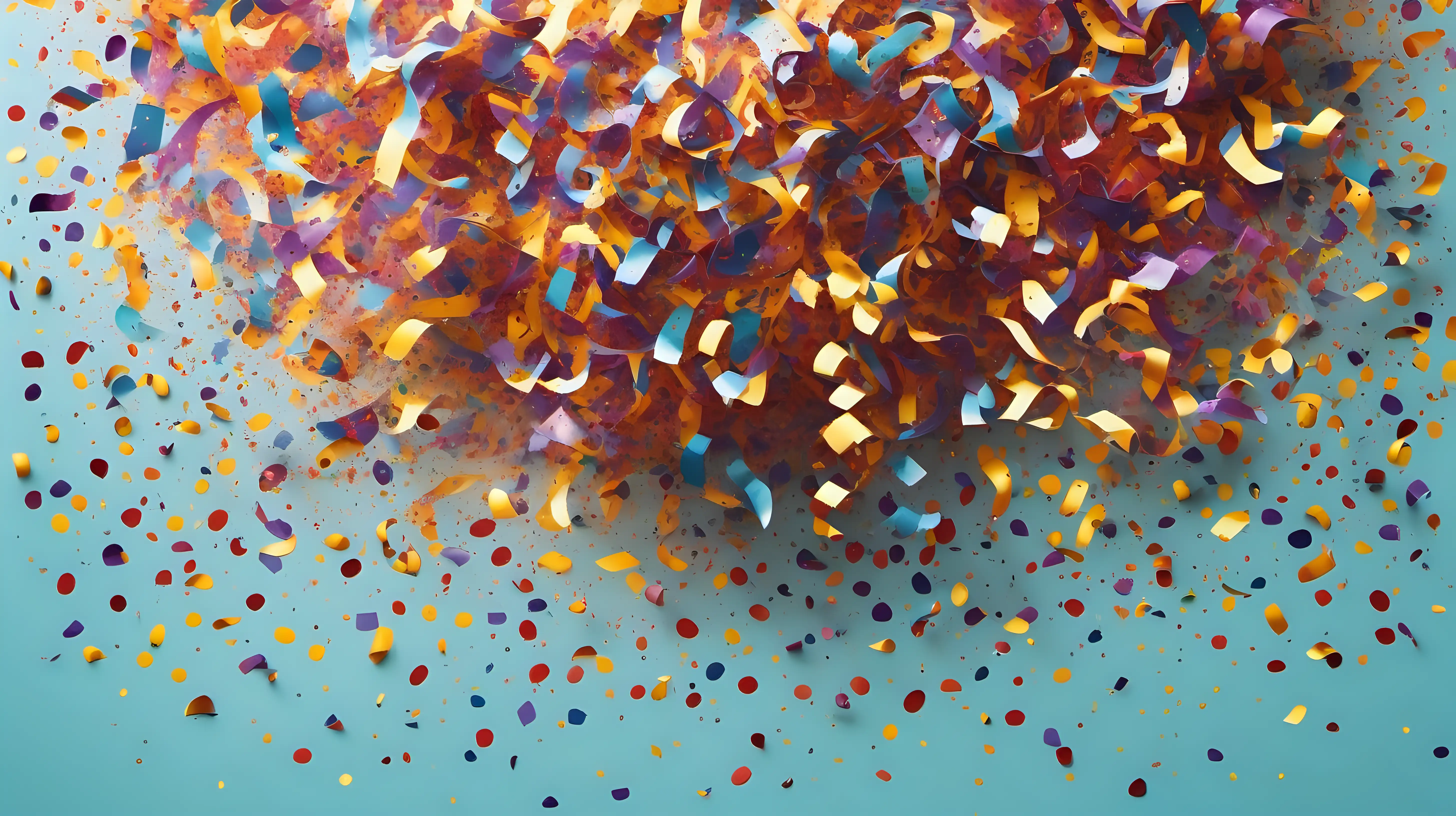 Craft an abstract background with an explosion of colorful confetti, conveying a sense of celebration, joy, and festivity