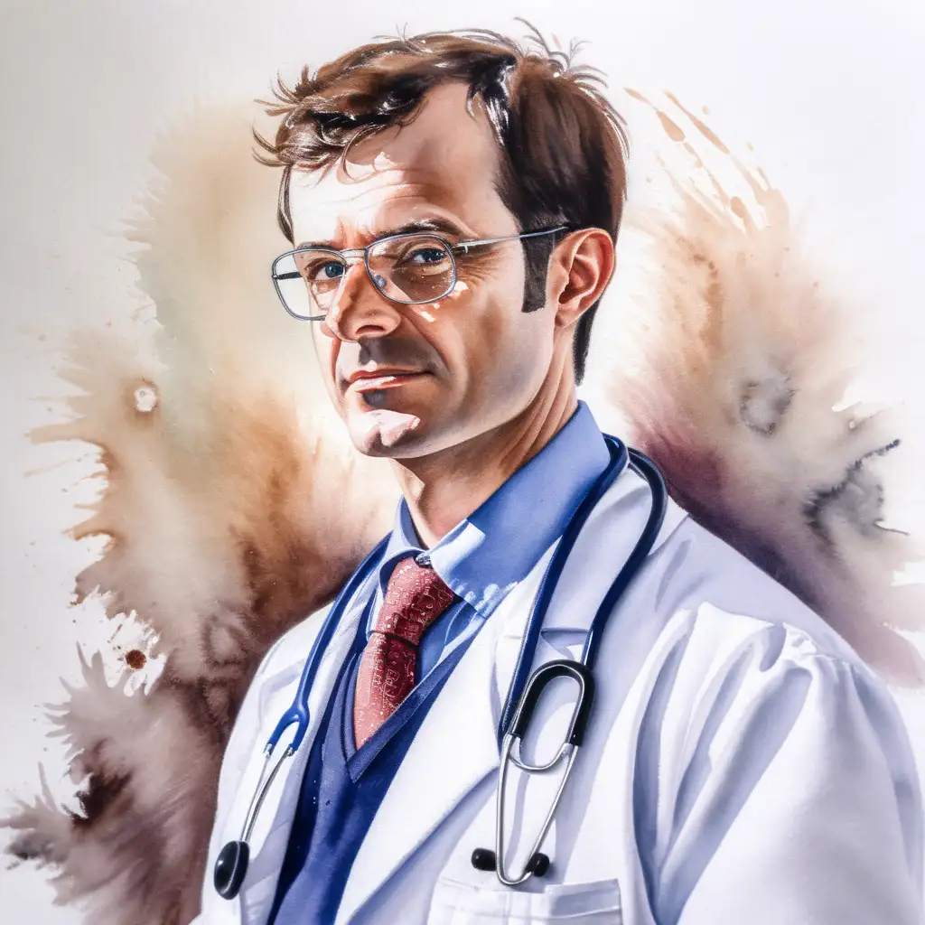 Compassionate Doctor Painting in Watercolor