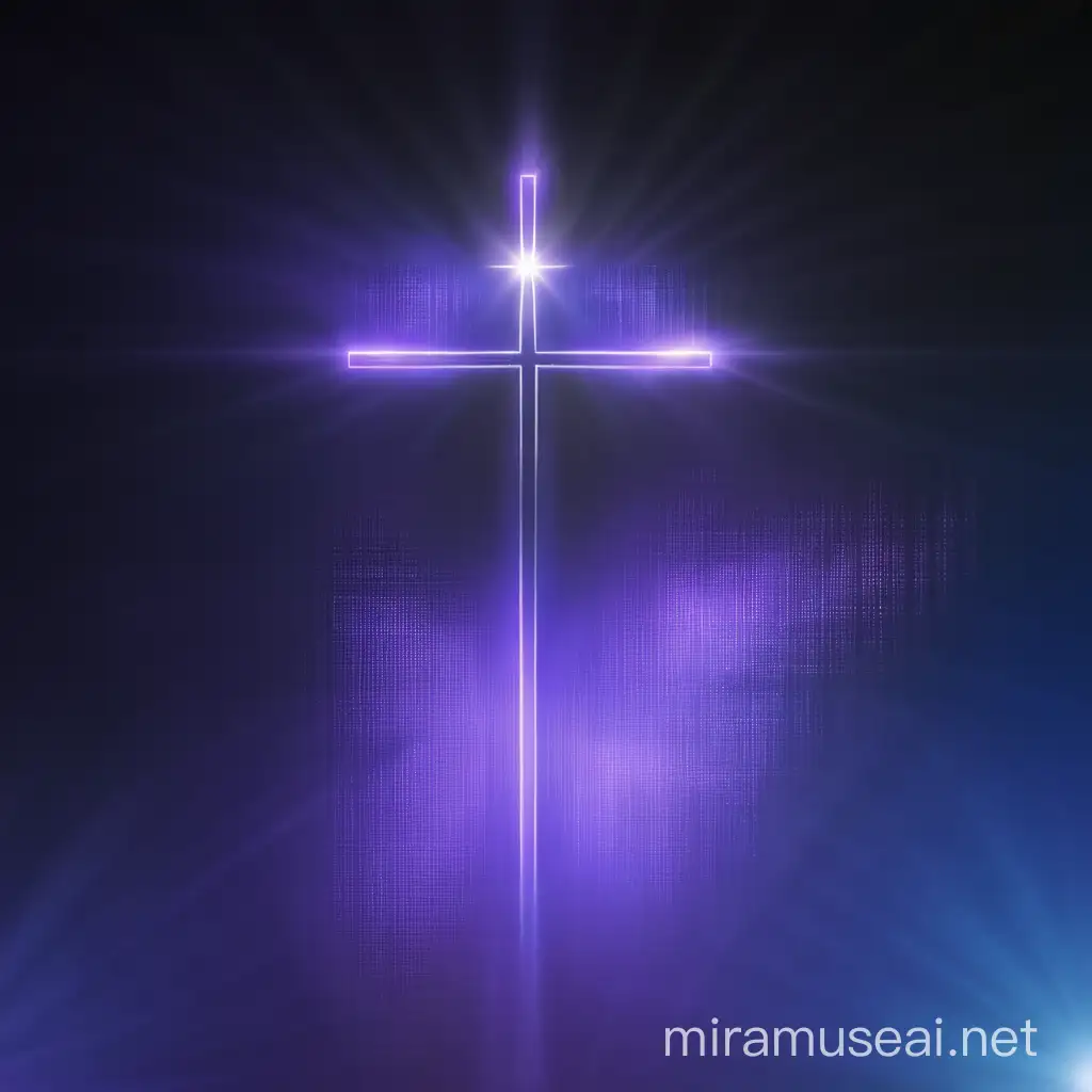 Ajoute une croix du christ éclatante de lumière sur cette image sans retoucher le fond s'il te plait