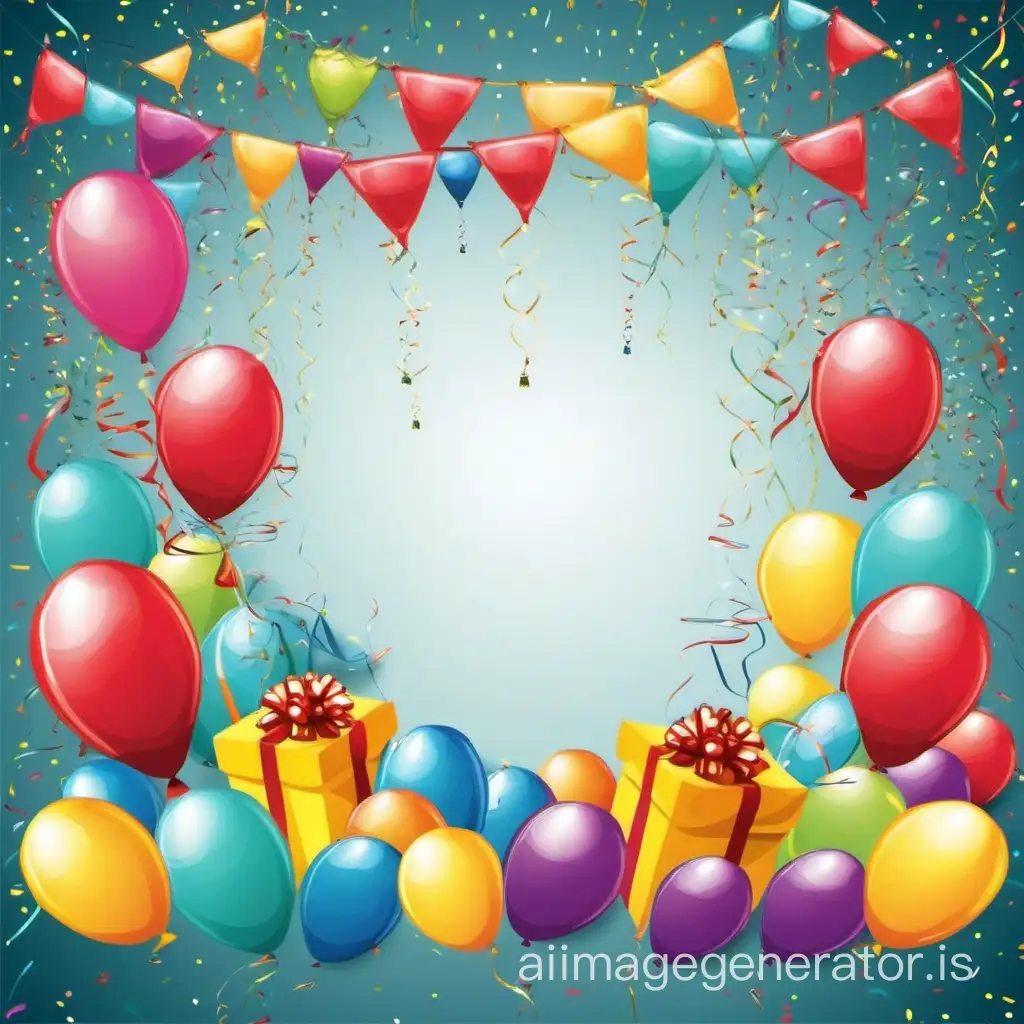Background for congratulations, gifts, poppers, and balloons around the perimeter