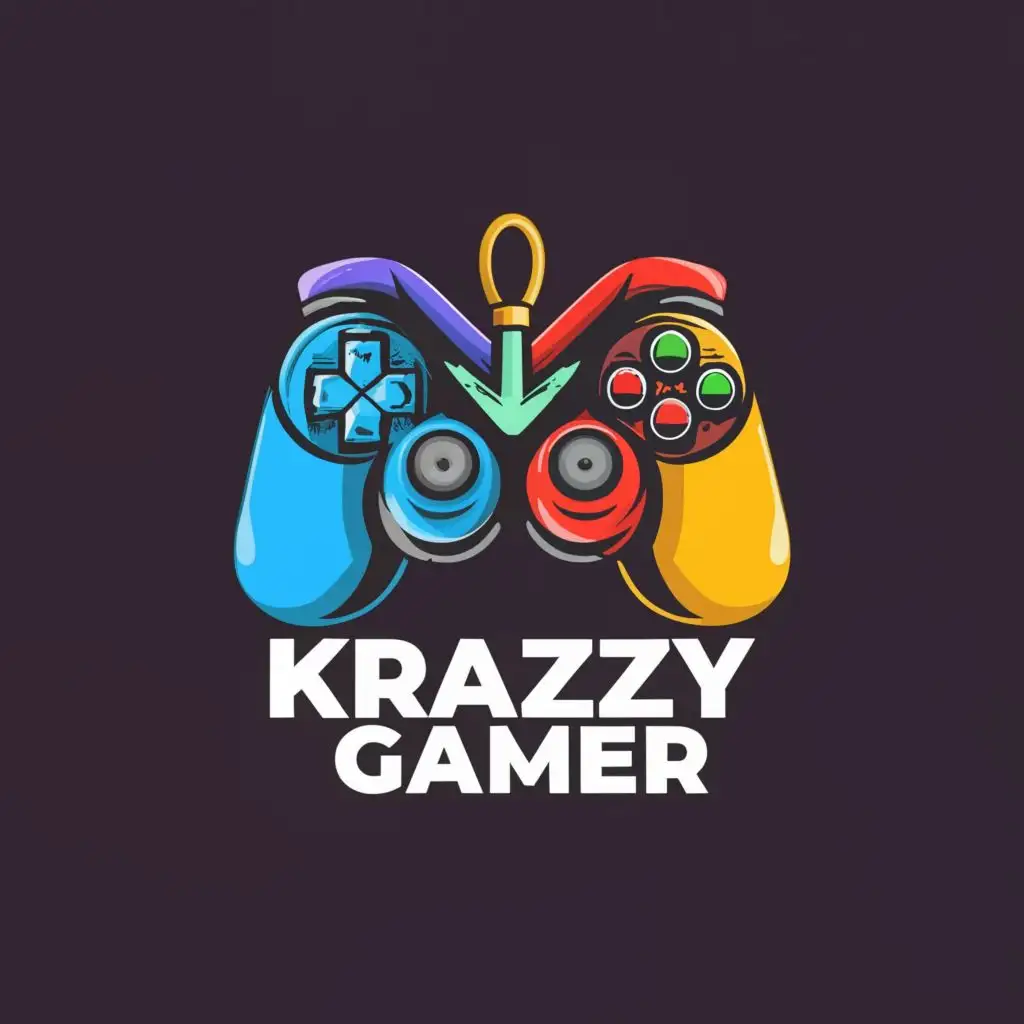 a logo design,with the text "Krazy Gamer", main symbol:Few,Moderate,be used in Internet industry,clear background