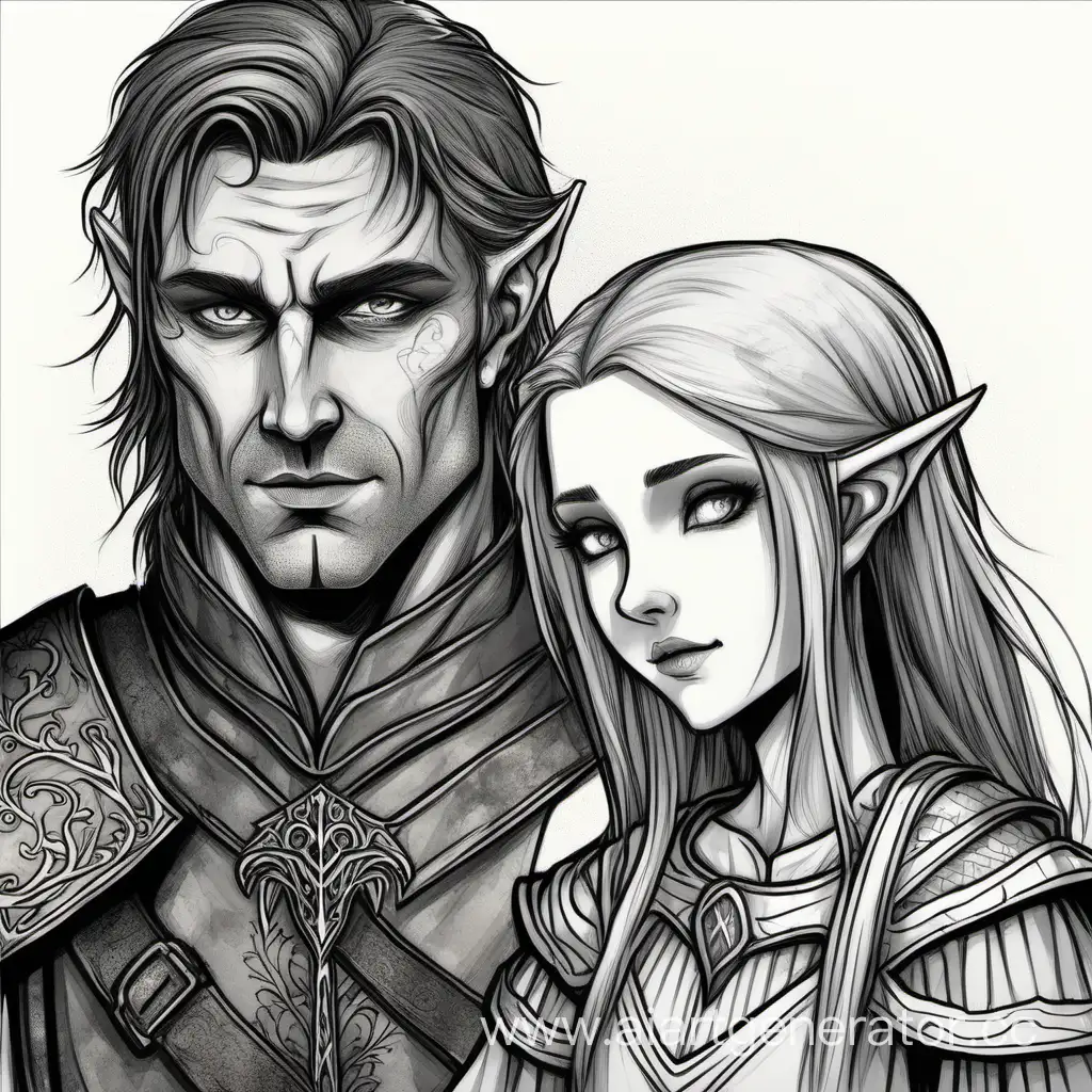 Fantasy-Medieval-Veteran-with-Adoptive-Elf-Daughter
