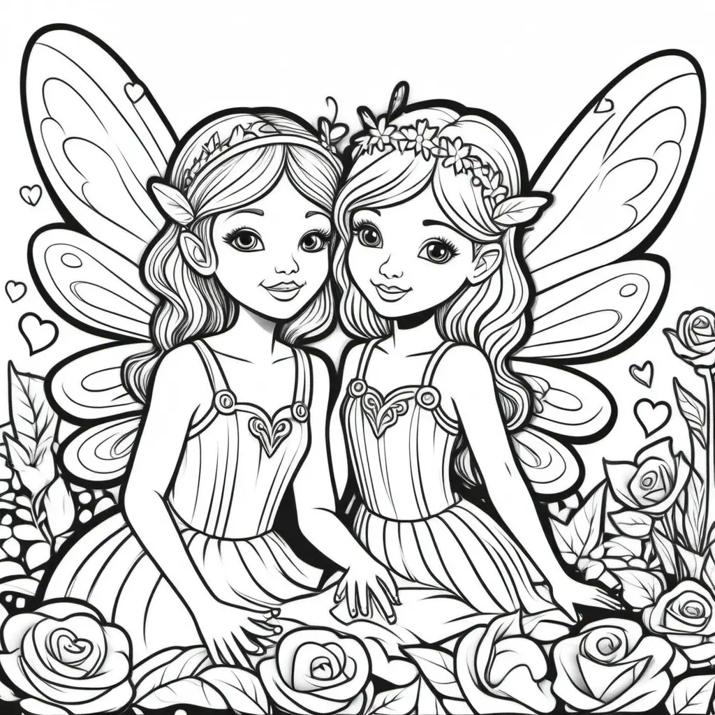 Valentines Day Fairies Coloring Pages for Kids