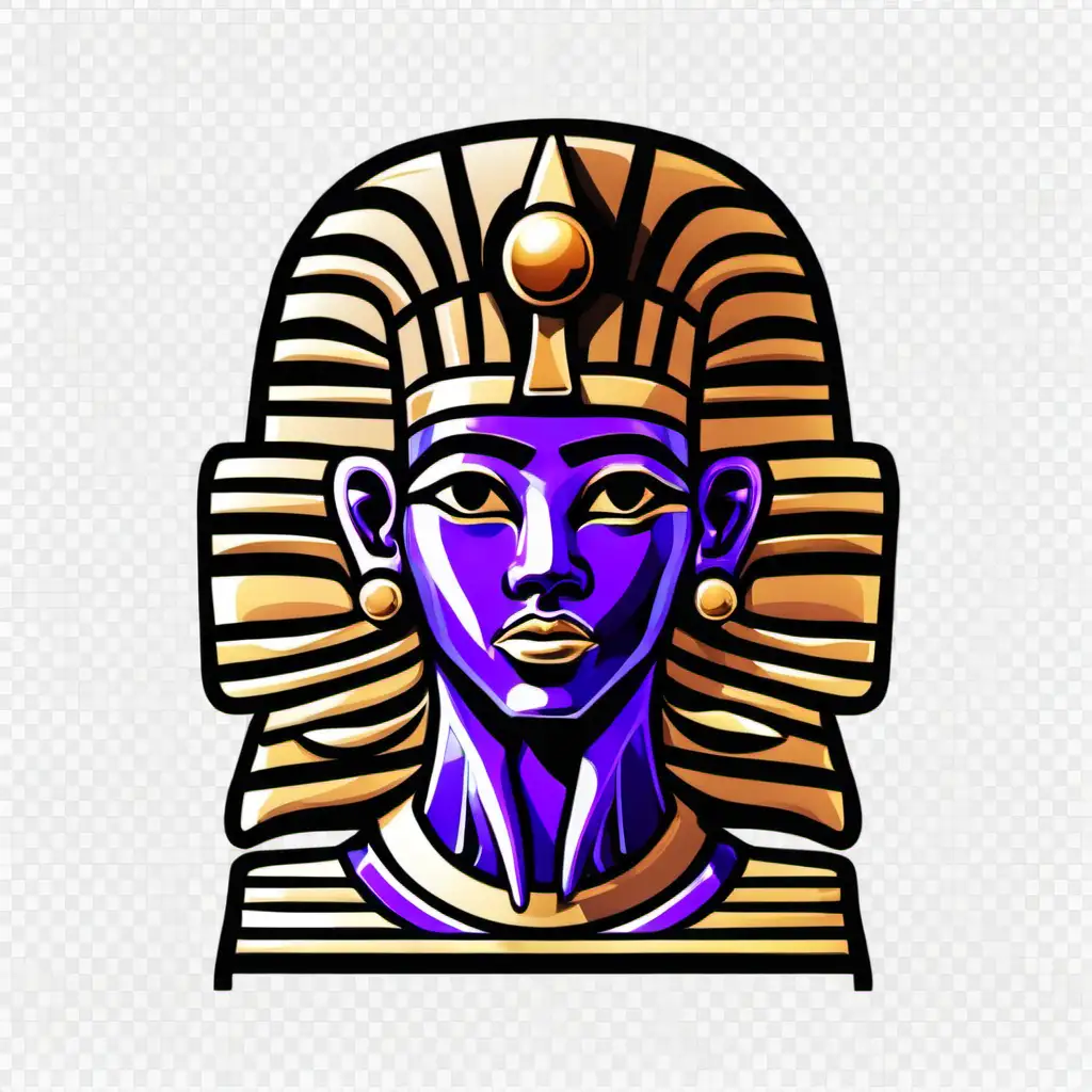 Transparent Background Egyptian God Icon with Purple Headdress
