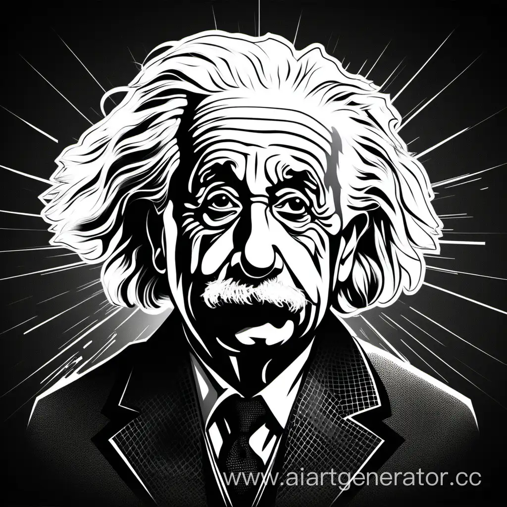 Einstein-Graphic-Portrait-in-Black-and-White